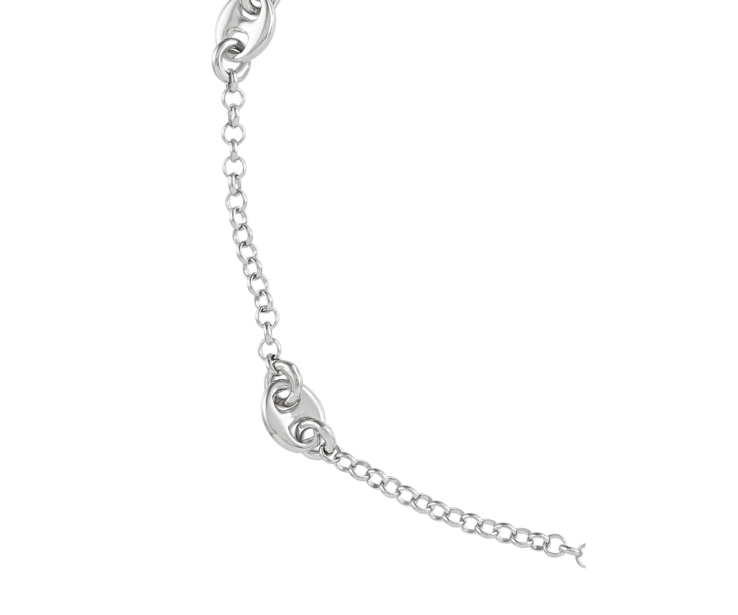 Mariner Station Cable Chain Anklet in Sterling Silver