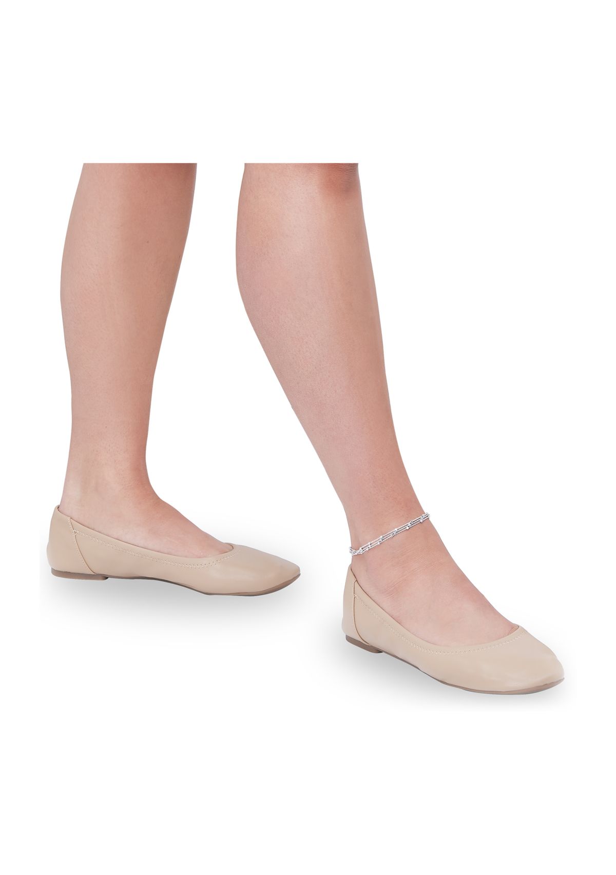 3 Row Bead Station Chain Anklet in Sterling Silver