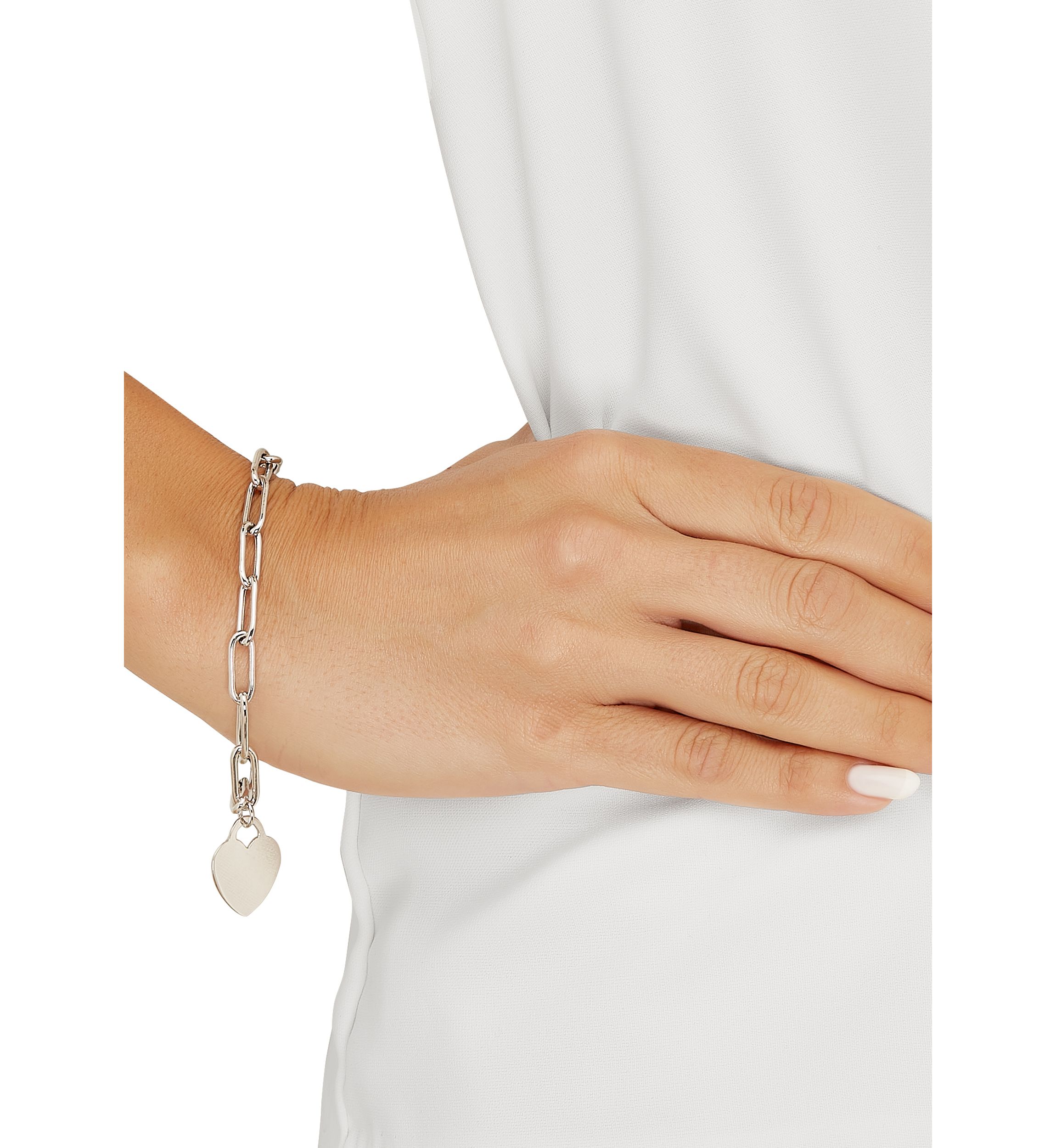 Dangle Flat Heart Toggle Bracelet in Sterling Silver