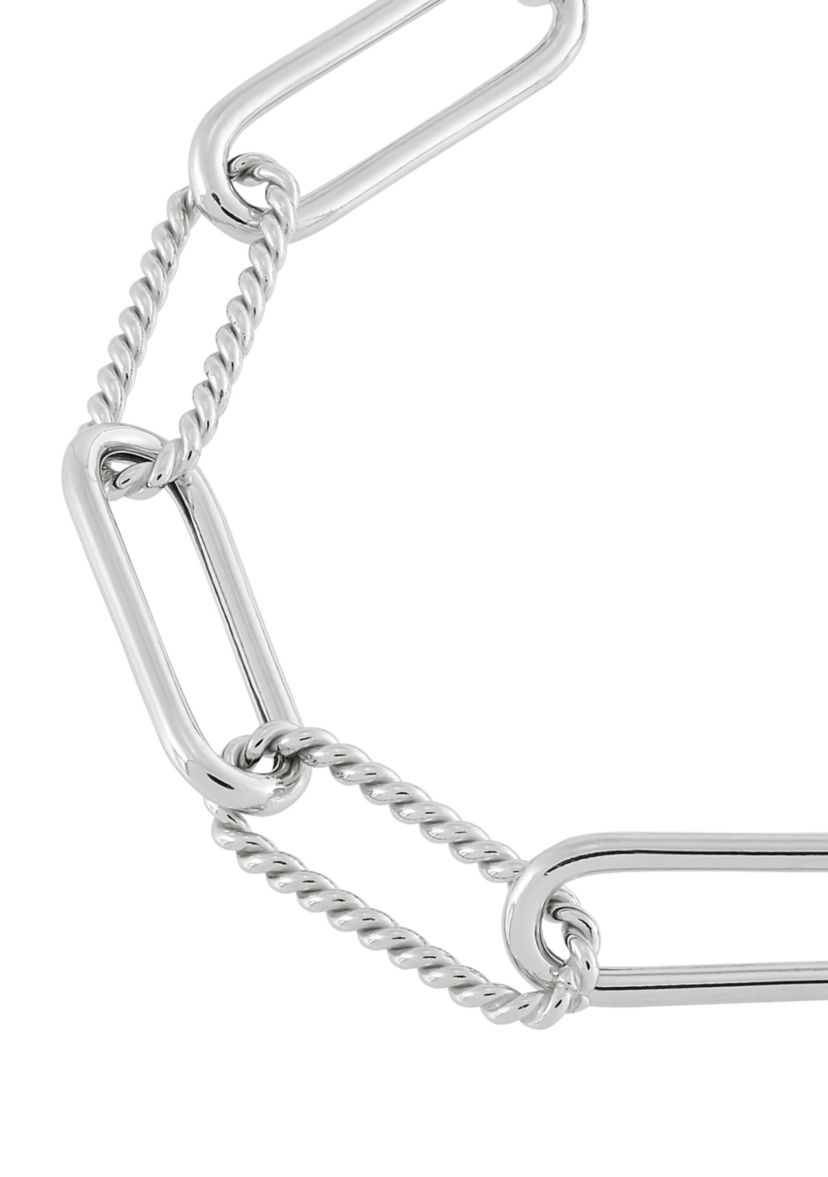 Hollow Twist and Paperclip Bracelet in Sterling Silver