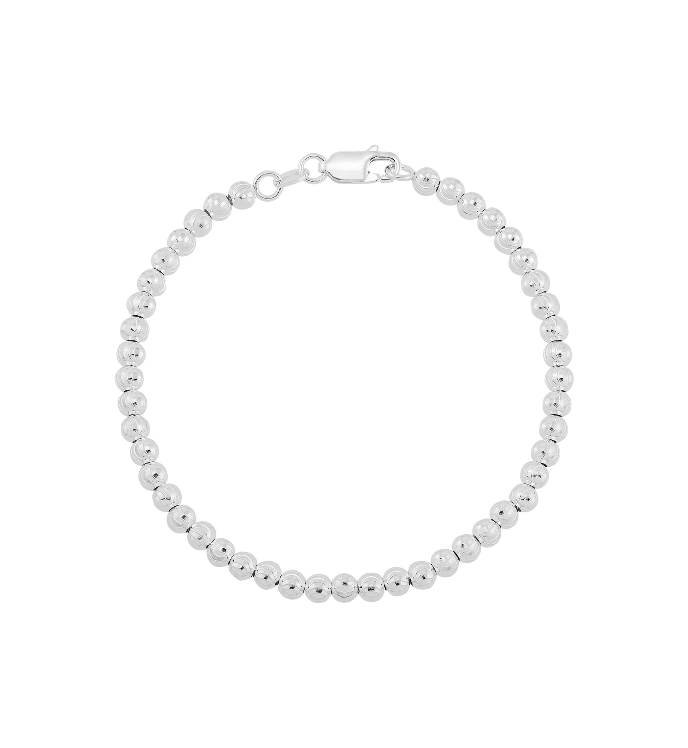 Hollow Disco Bead Links Bracelet in Sterling Silver
