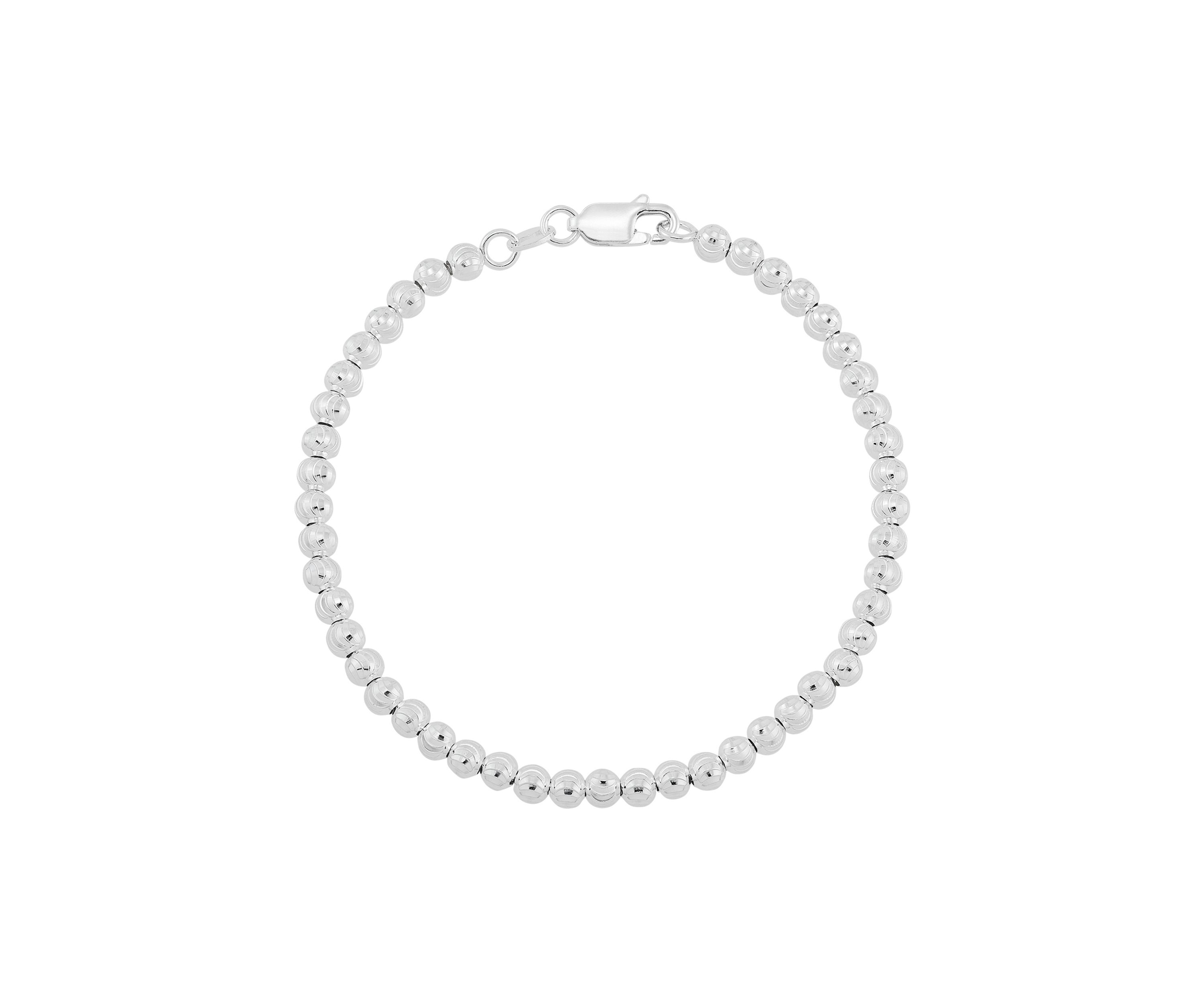 Hollow Disco Bead Links Bracelet in Sterling Silver