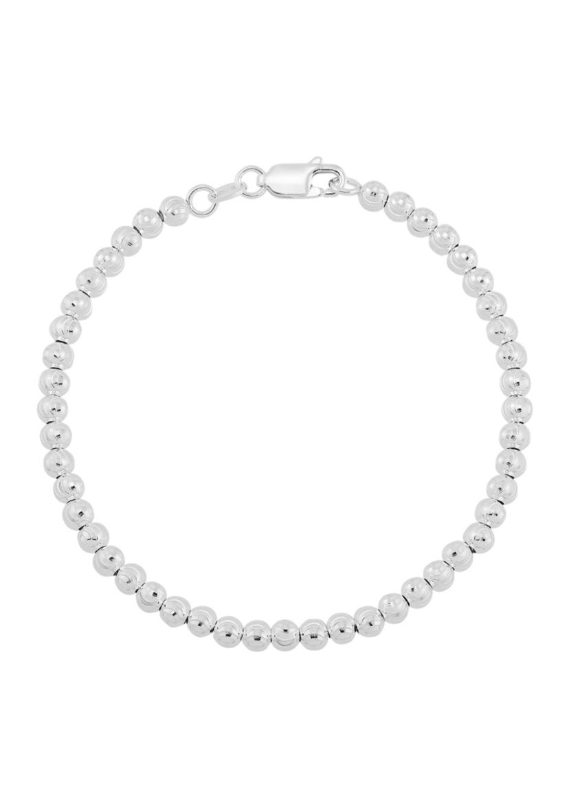 Hollow Disco Bead Links Bracelet in Sterling Silver