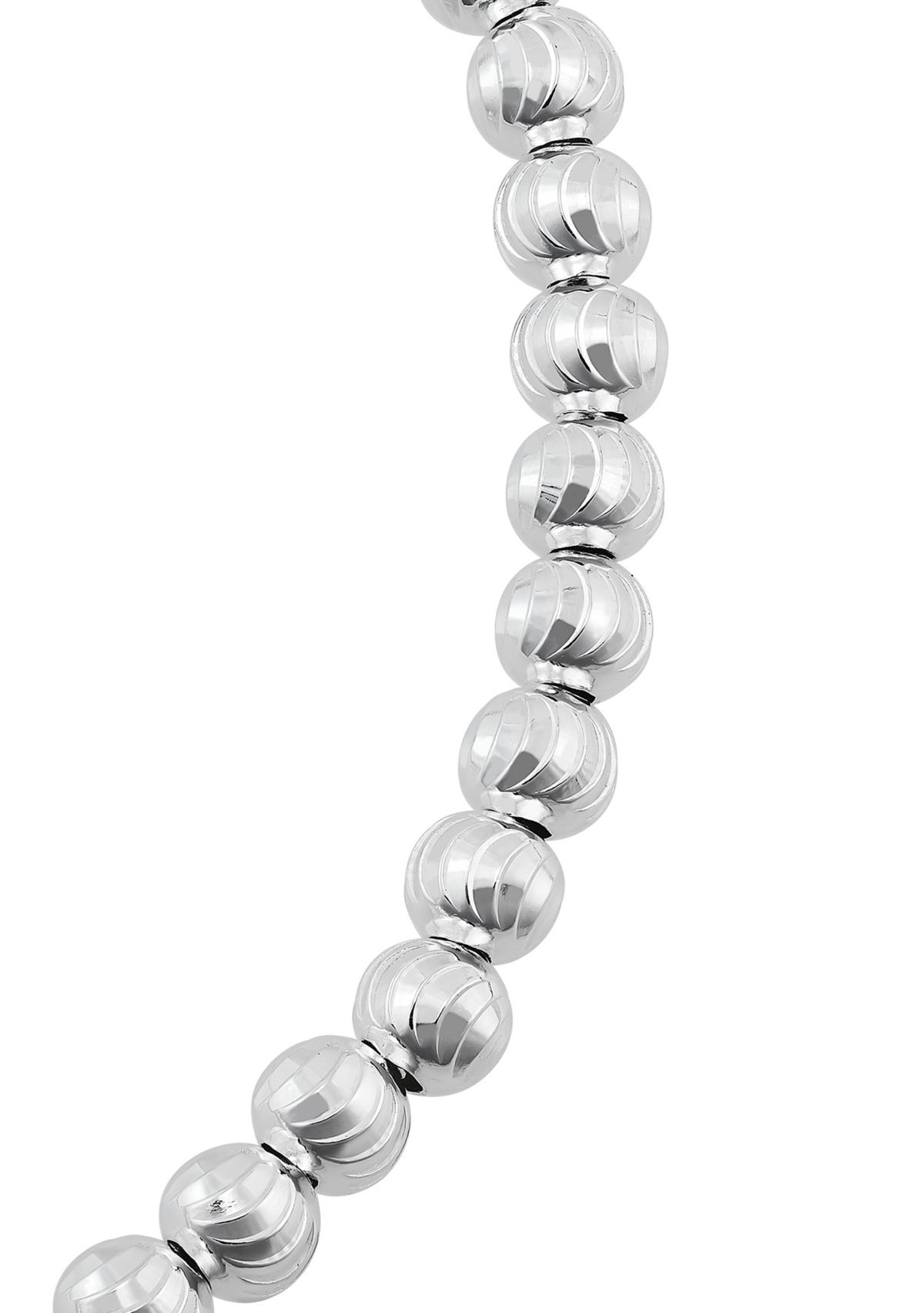 Hollow Disco Bead Links Bracelet in Sterling Silver