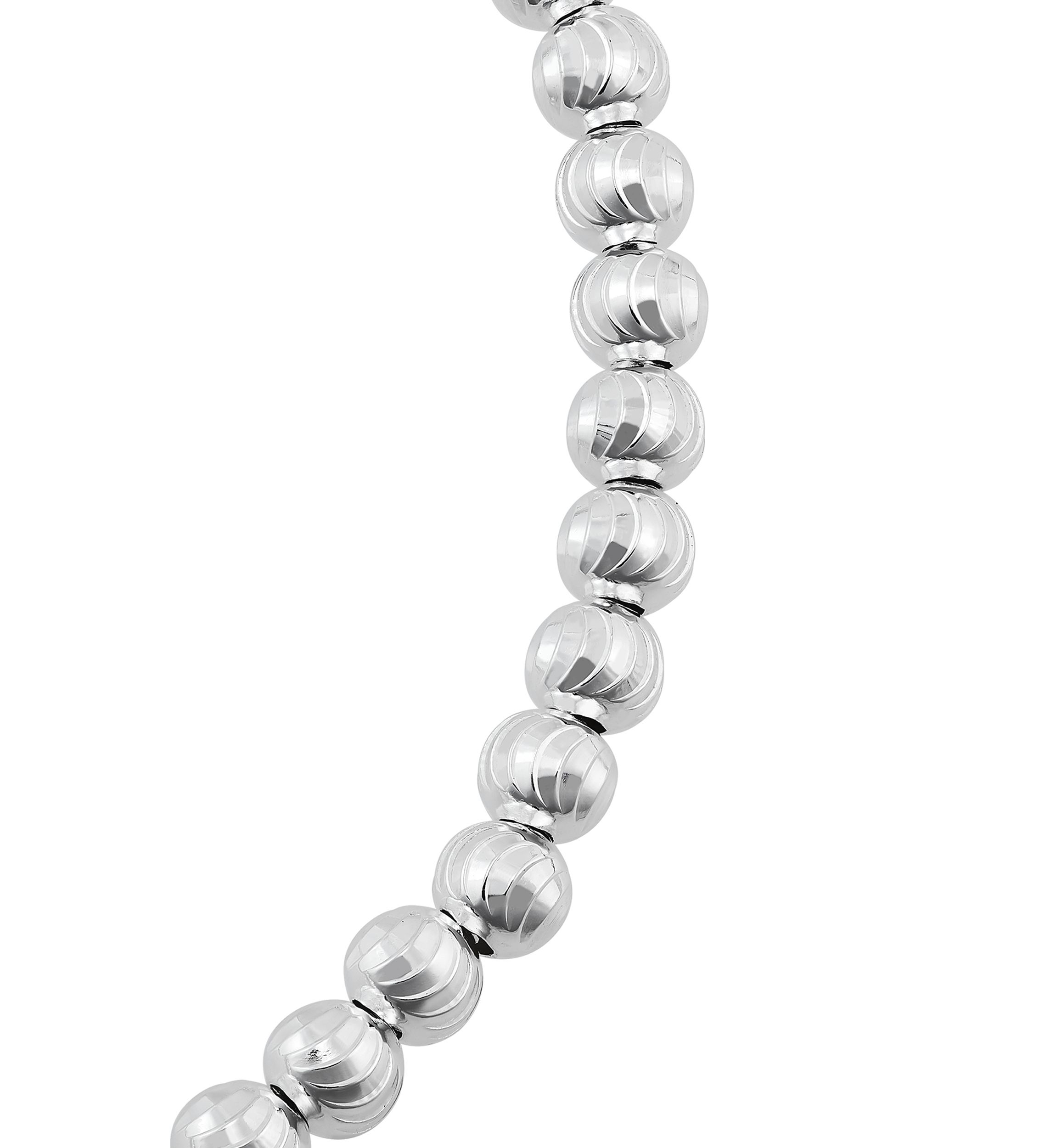 Hollow Disco Bead Links Bracelet in Sterling Silver