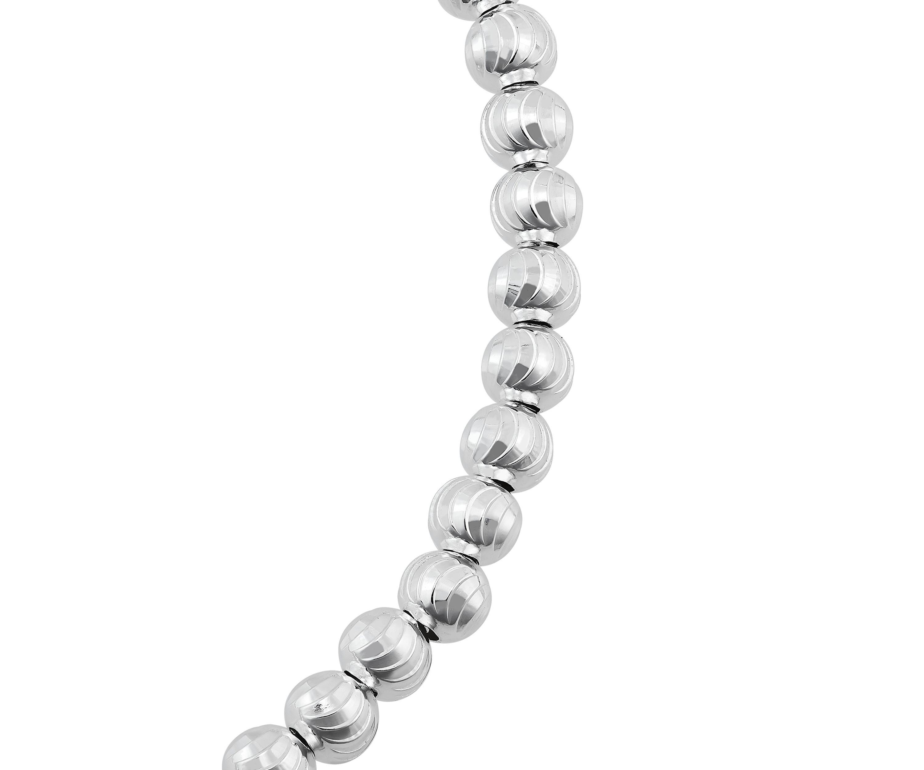 Hollow Disco Bead Links Bracelet in Sterling Silver