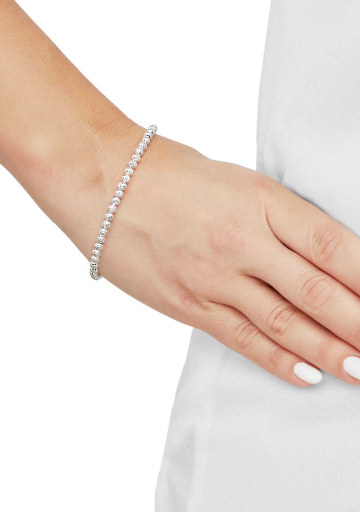 Hollow Disco Bead Links Bracelet in Sterling Silver