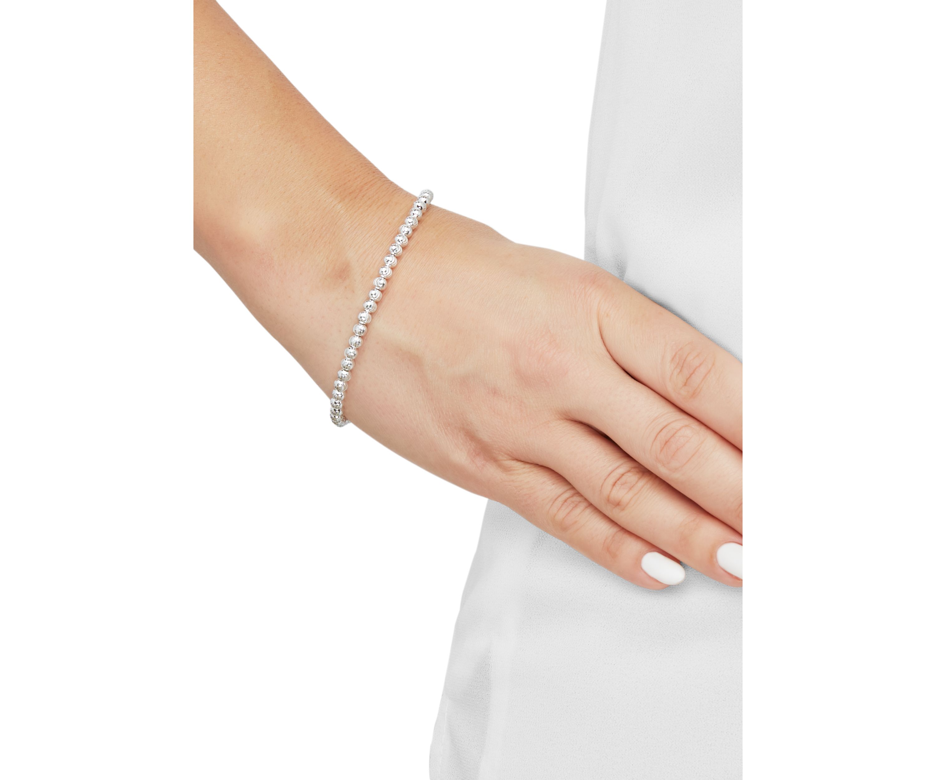 Hollow Disco Bead Links Bracelet in Sterling Silver