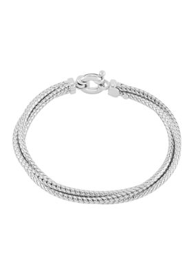 Belk & Co Triple Crossover Bracelet in Sterling Silver, 6.75 in