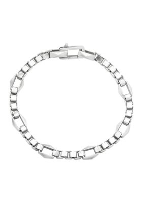 Belk & Co. Pyramide Shape Station Box Chain Bracelet in Sterling Silver ...