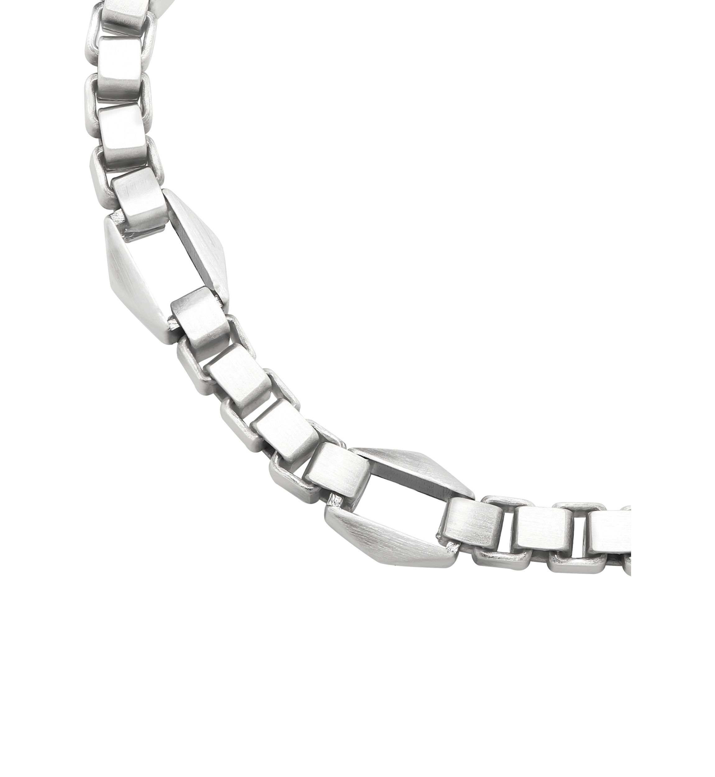 Pyramide Shape Station Box Chain Bracelet in Sterling Silver