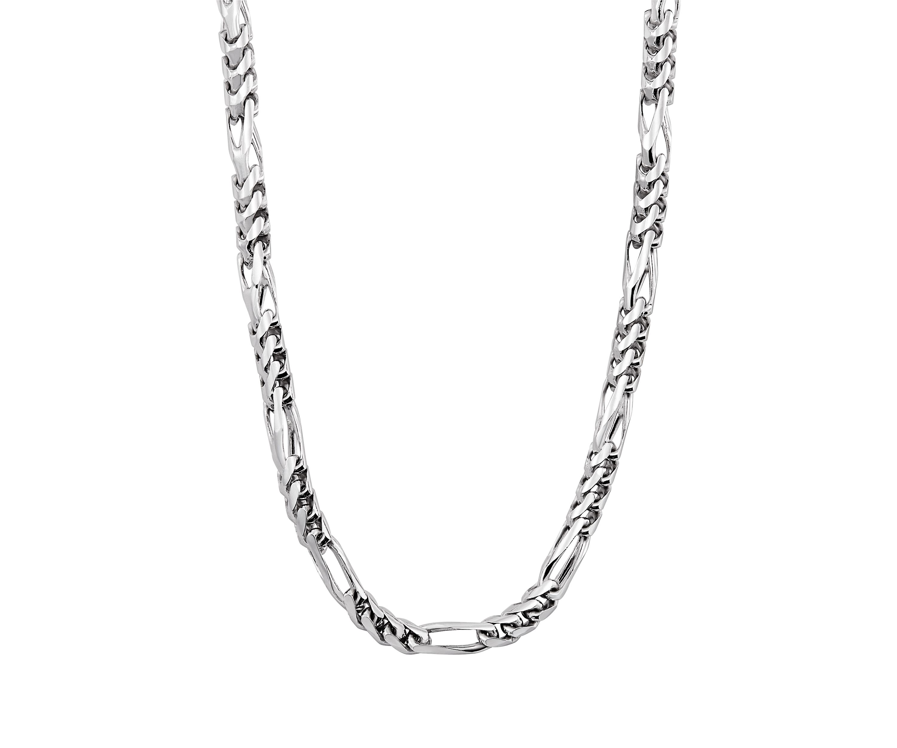 Round Tight Figaro Chain Necklace in Sterling Silver