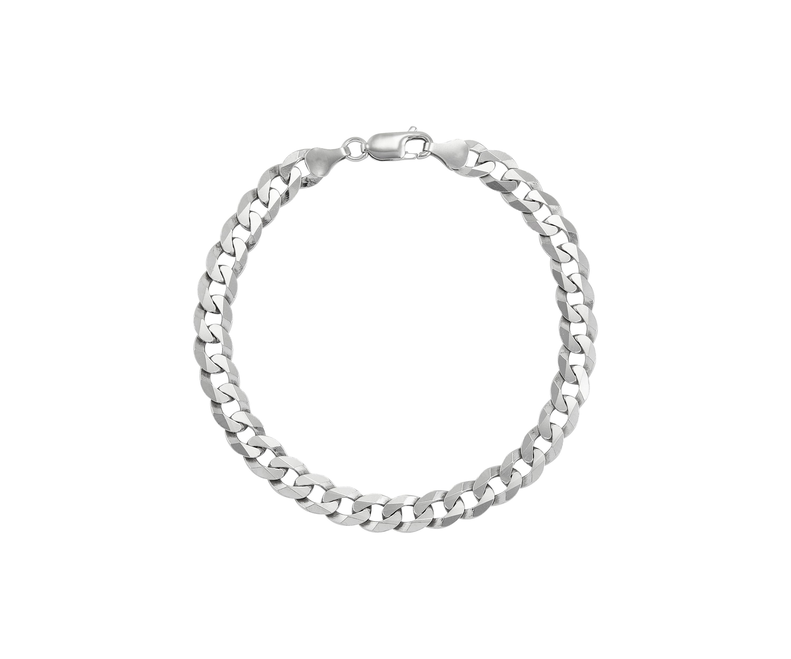 6.9 Millimeter Curb Chain Bracelet in Sterling Silver