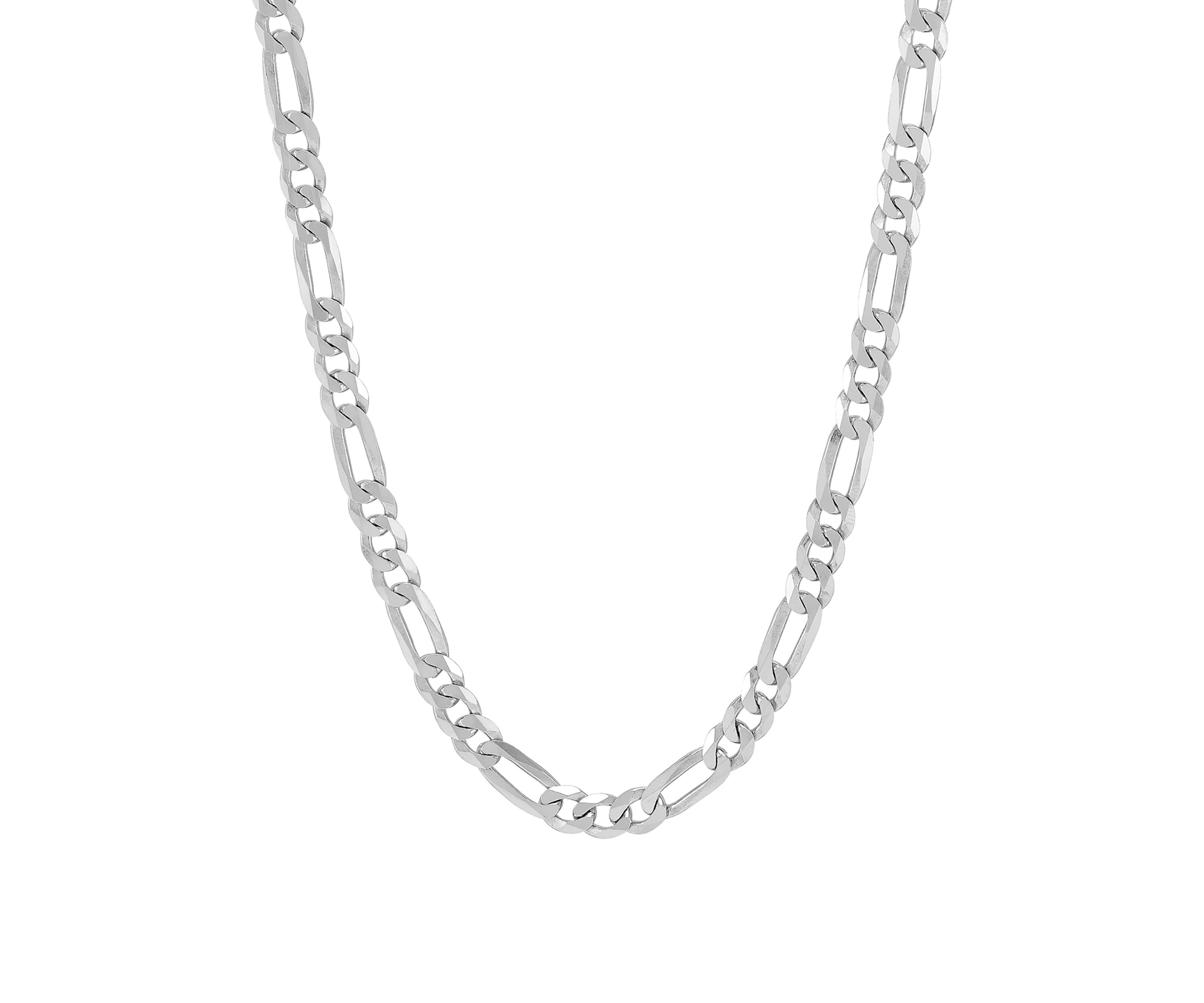 Solid Figaro Chain Necklace in Sterling Silver