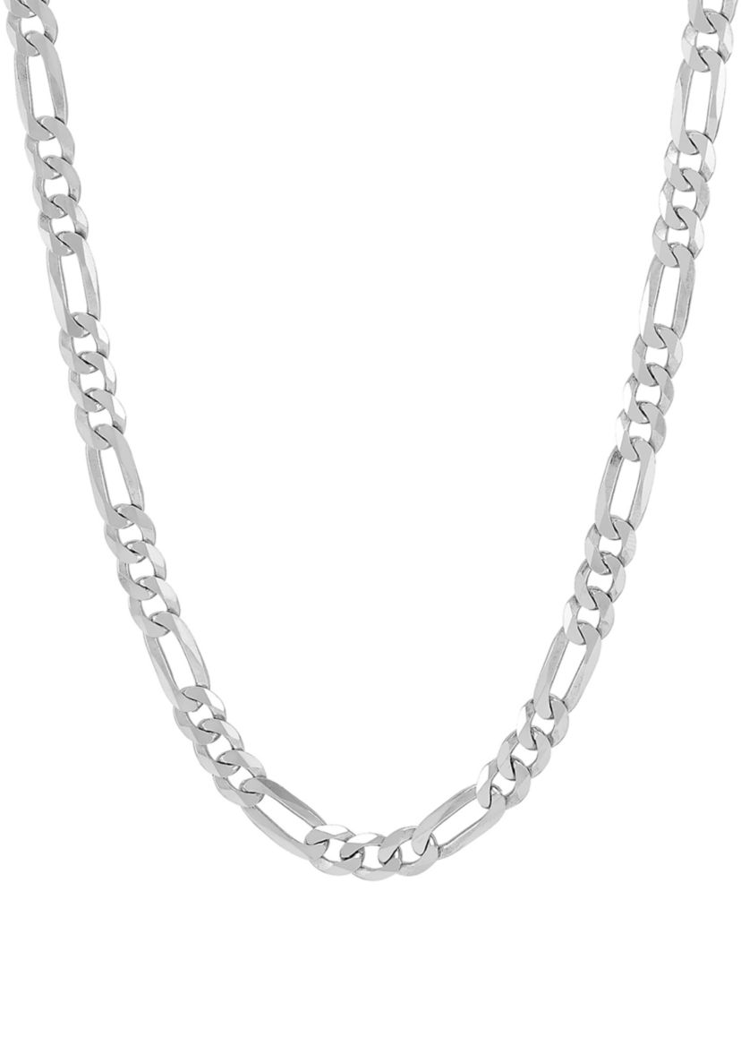 Solid Figaro Chain Necklace in Sterling Silver