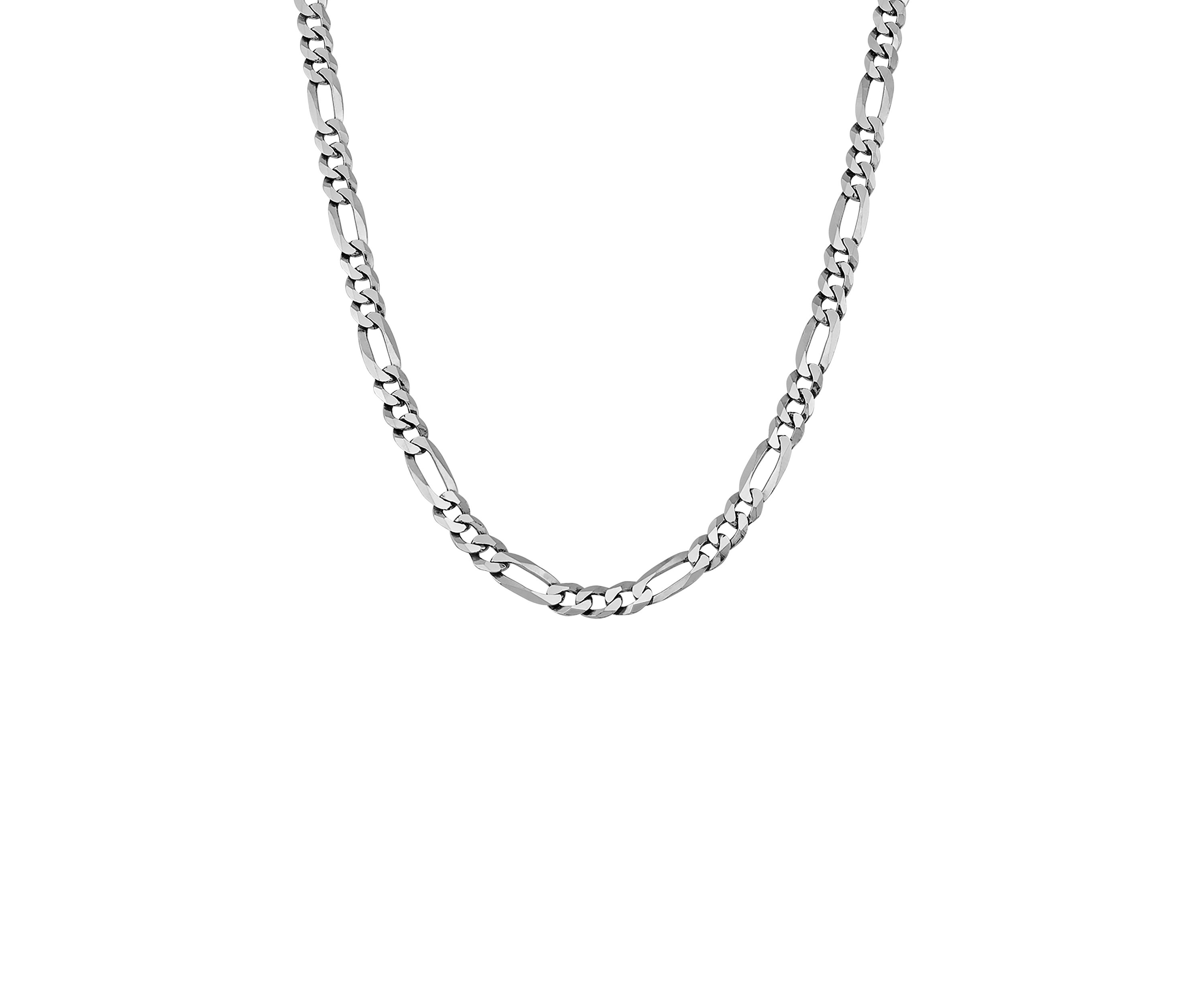 22 Inch Figaro Chain Necklace in Sterling Silver 