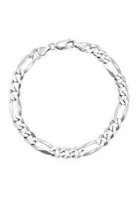 Belk & Co 7 Millimeter Figaro Chain Bracelet in Sterling Silver