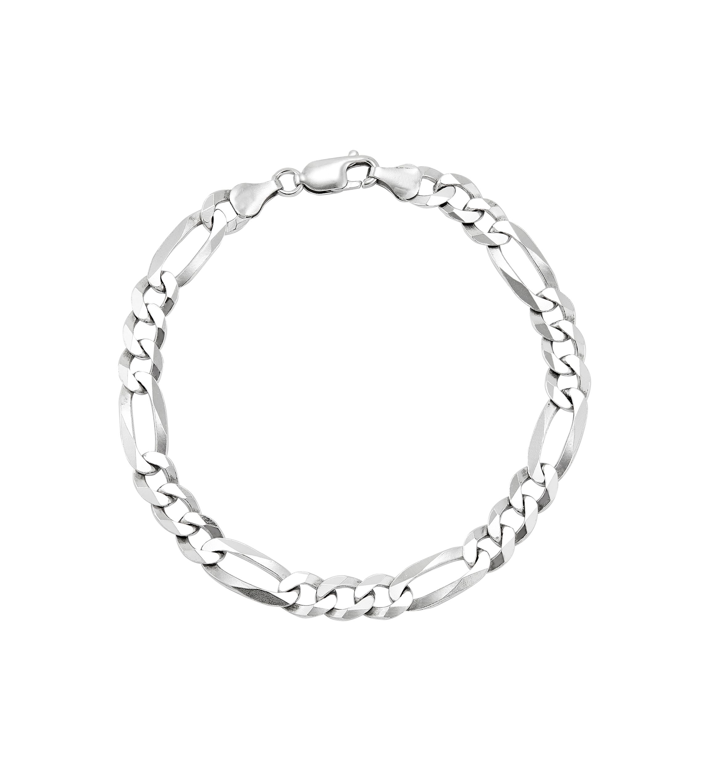 7 Millimeter Figaro Chain Bracelet in Sterling Silver 
