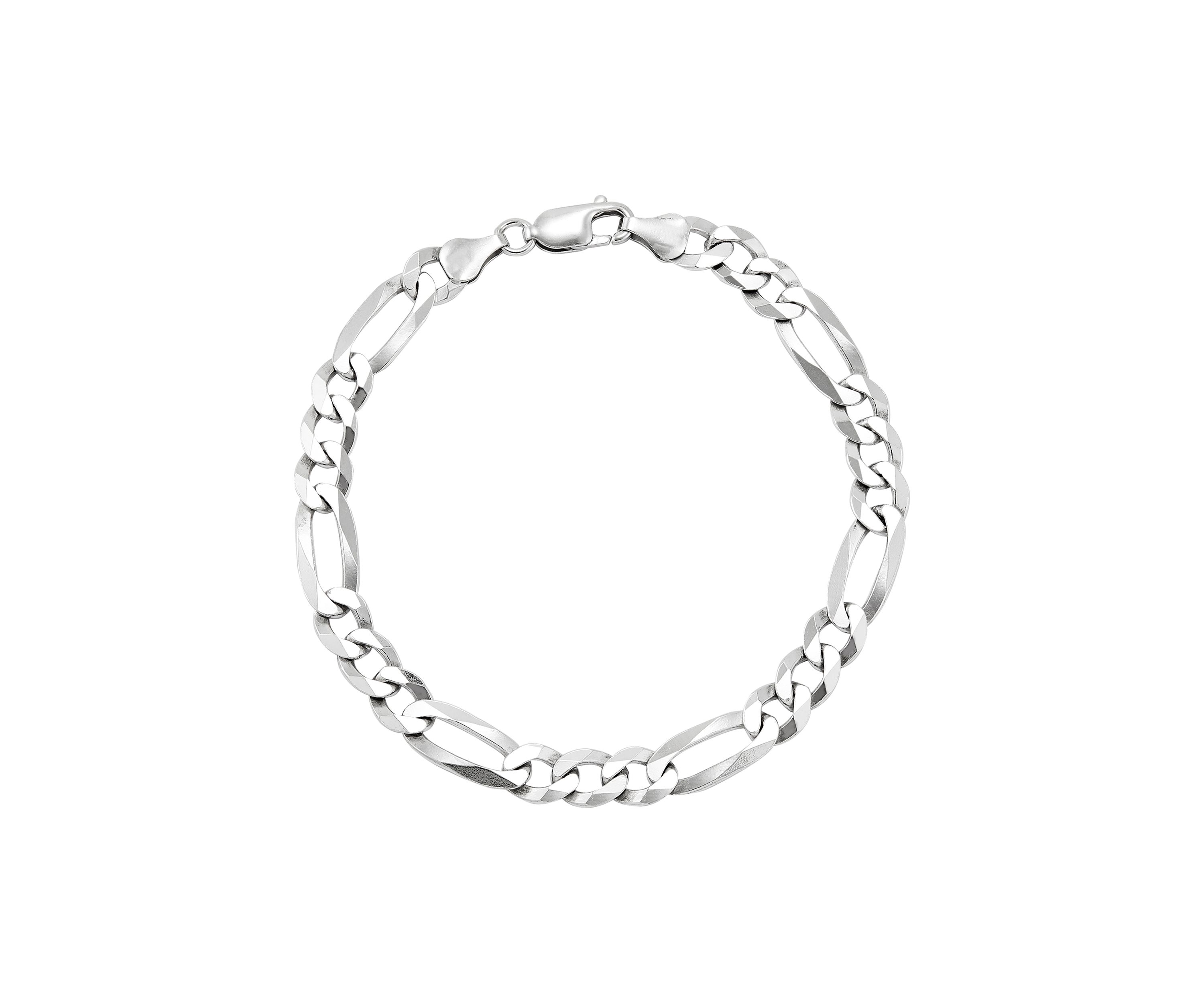 7 Millimeter Figaro Chain Bracelet in Sterling Silver 