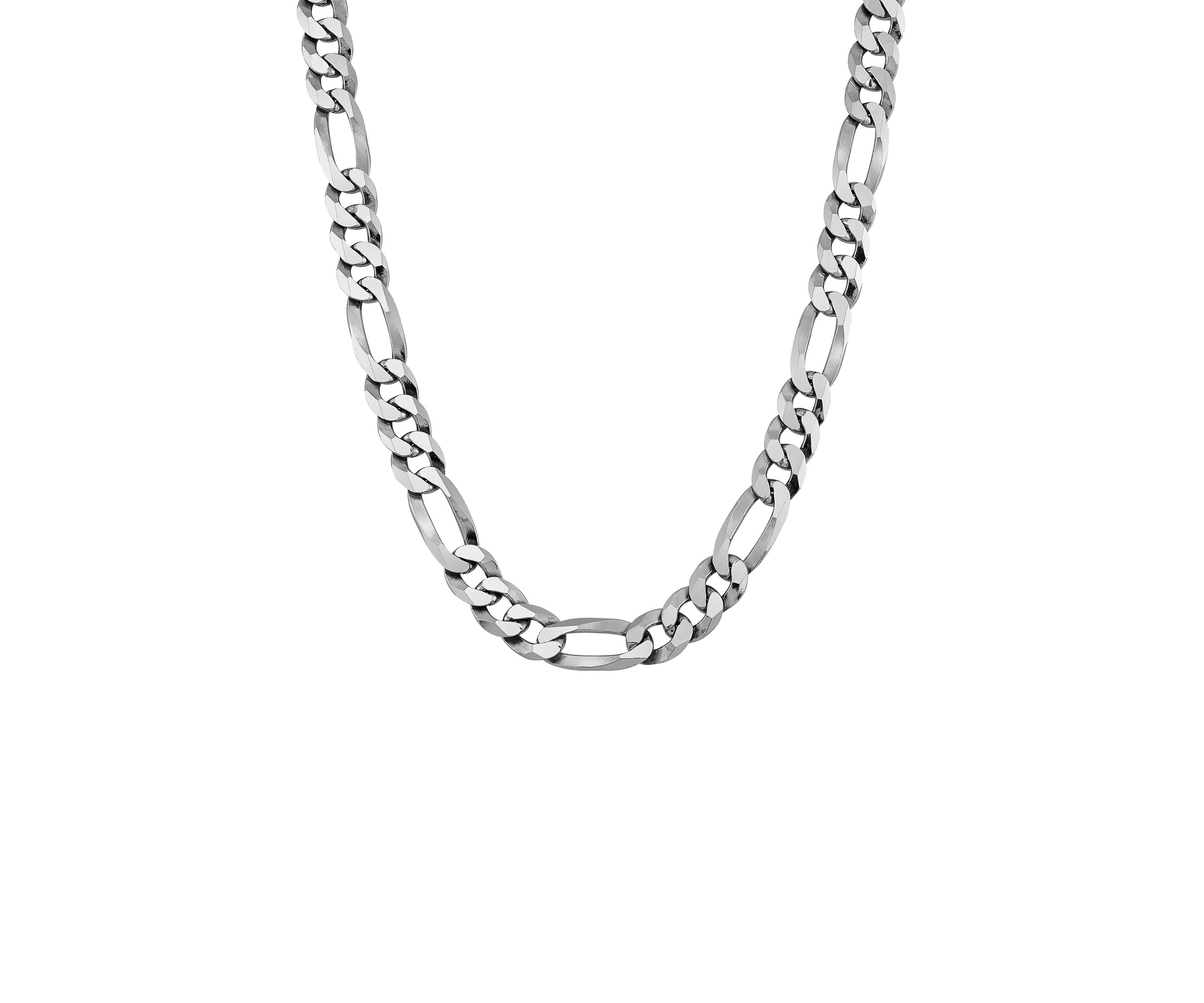 24 Inch Figaro Chain Necklace in Sterling Silver 