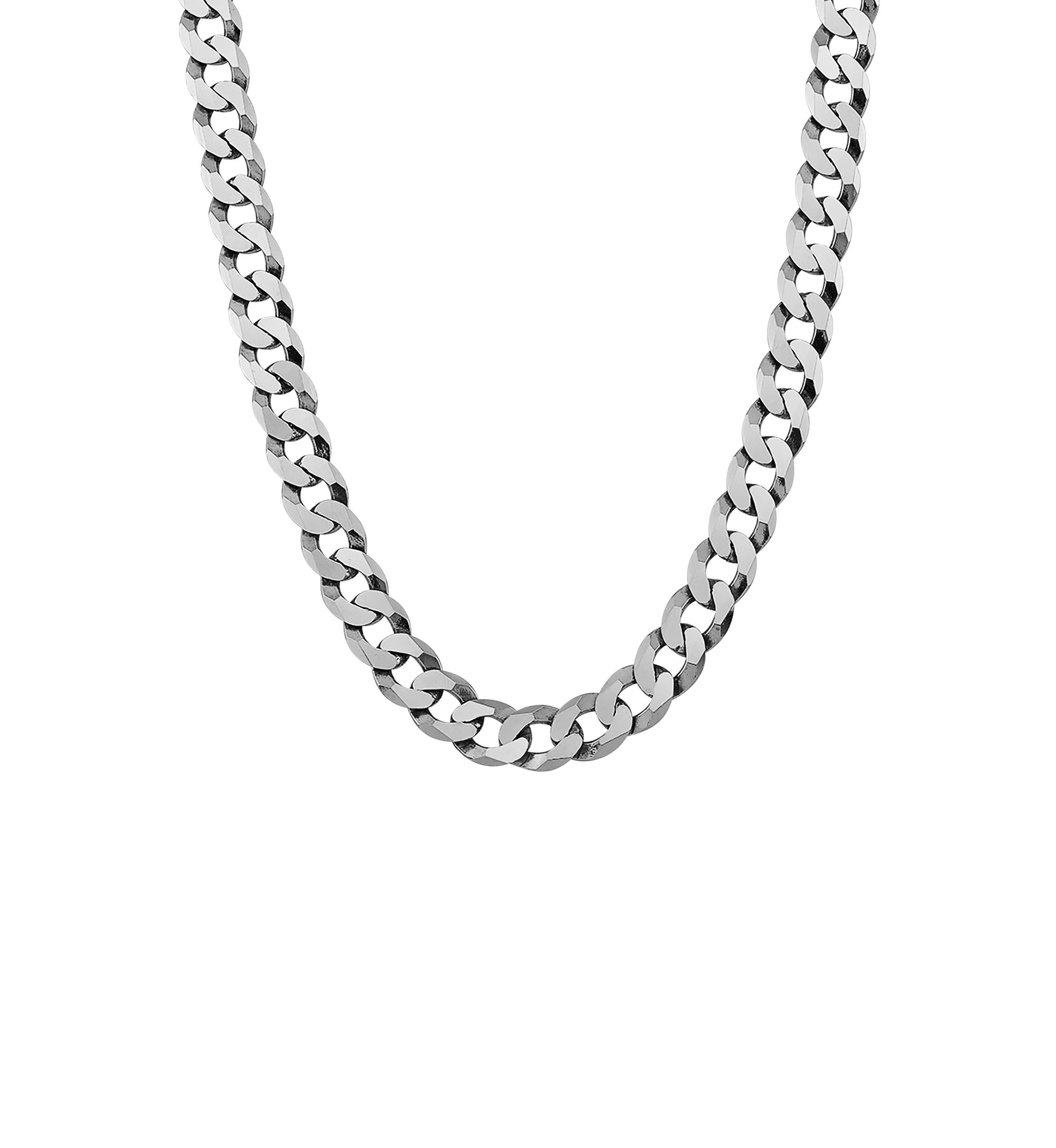 24 Inch Flat Wire Curb Chain Necklace in Sterling Silver 