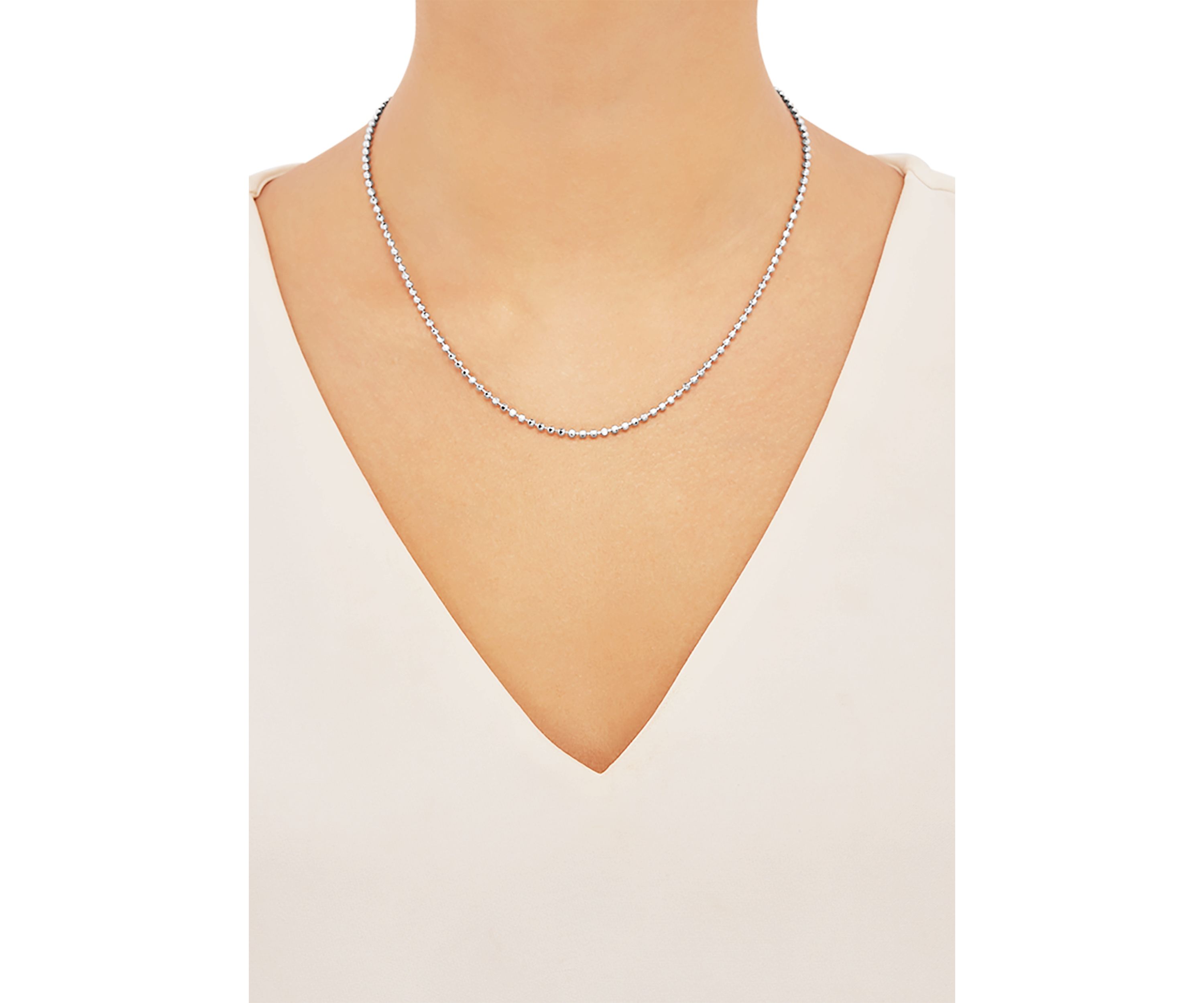 2.5 Millimeter Solid Bead Chain Necklace in Sterling Silver