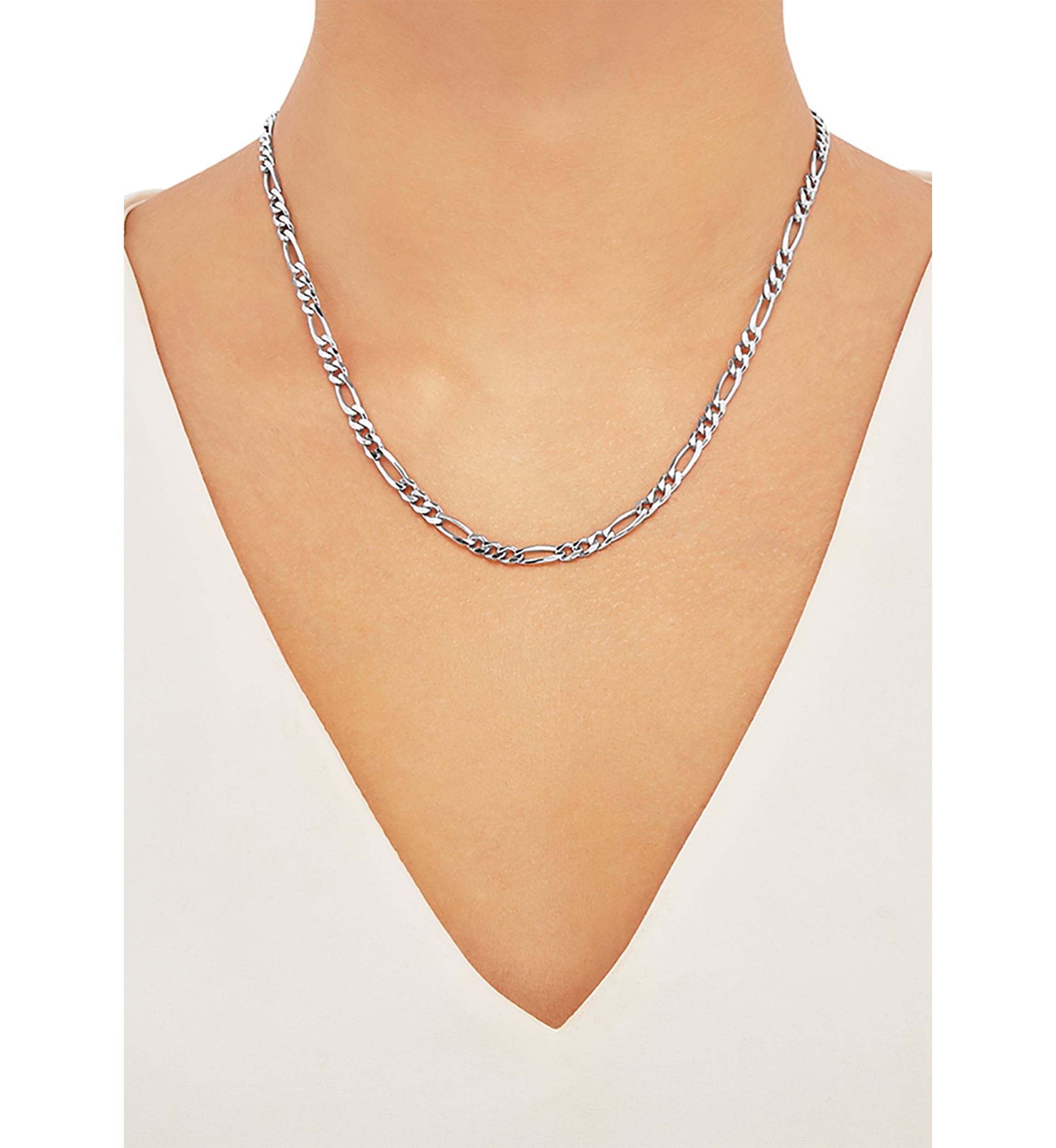 4.3 Millimeter Beveled Figaro Necklace in Sterling Silver