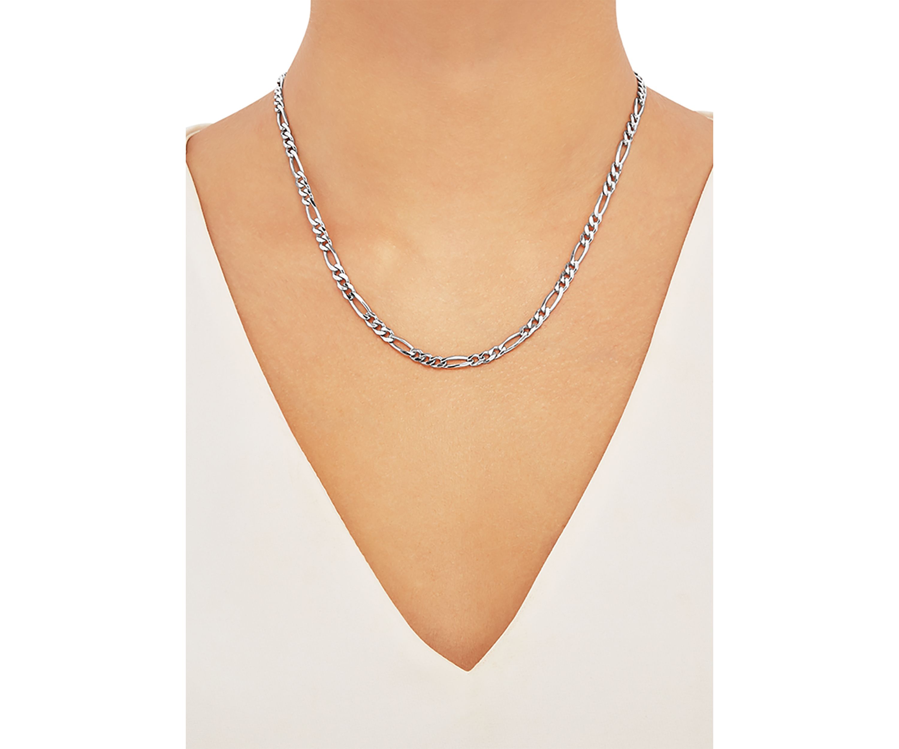 4.3 Millimeter Beveled Figaro Necklace in Sterling Silver