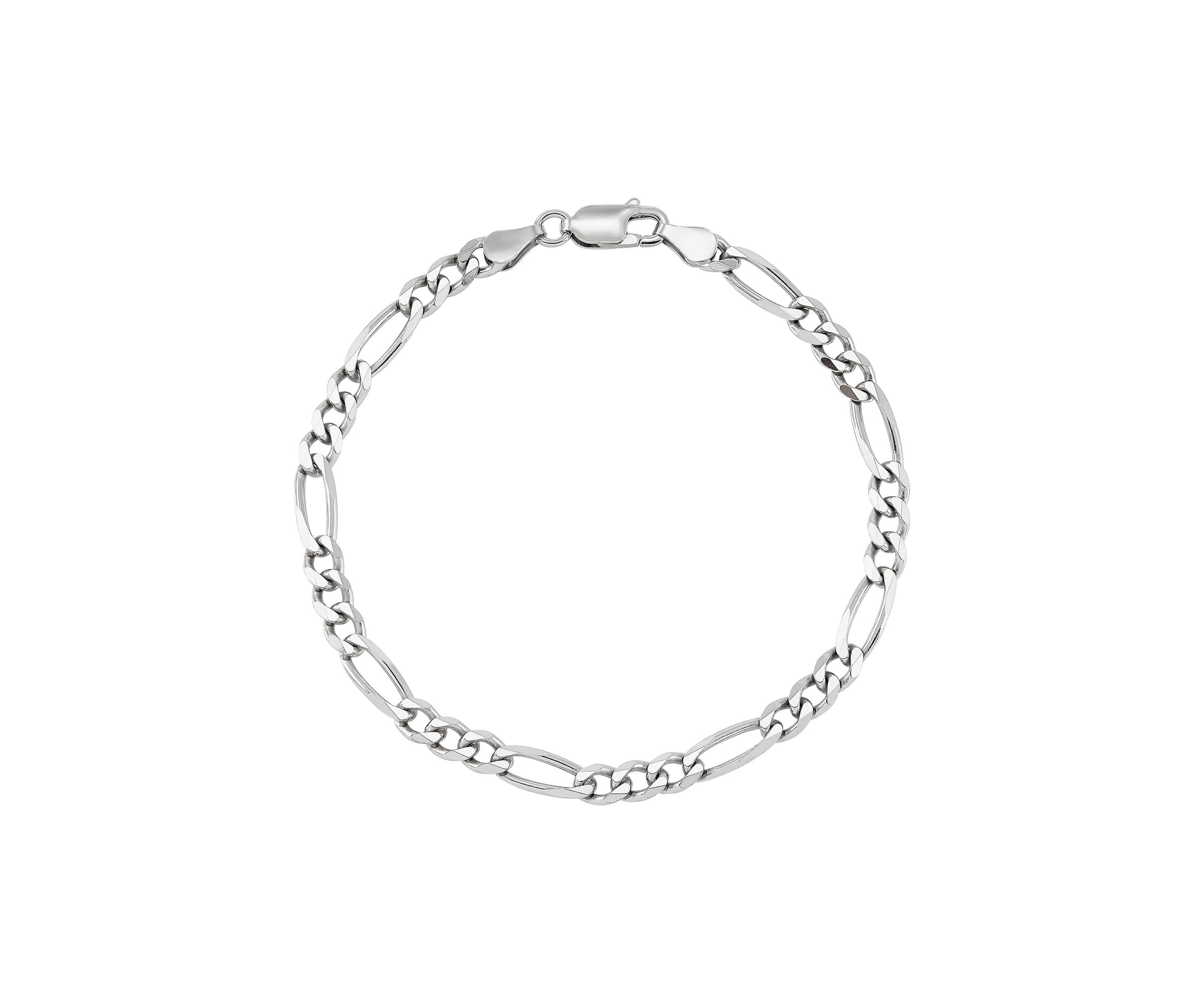 4.3 Millimeter Solid Beveled Figaro Chain Bracelet in Sterling Silver