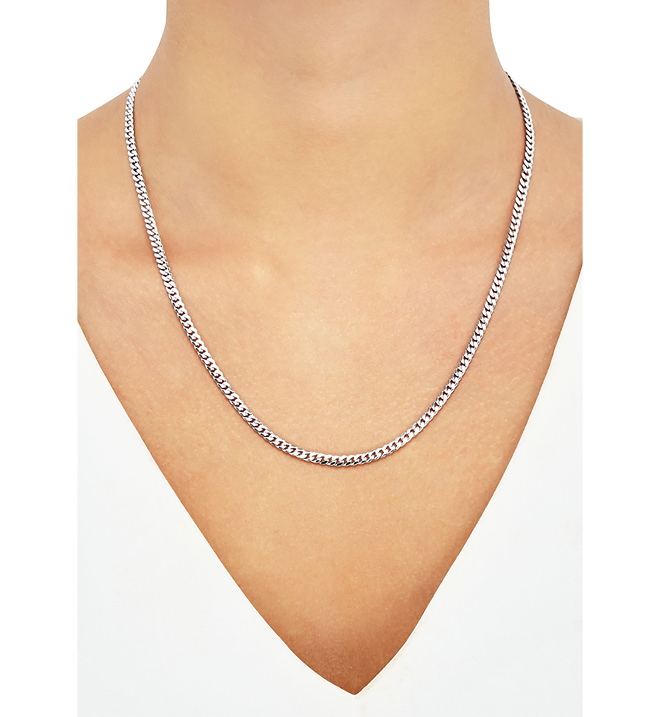 2.8 Millimeter Solid Cuban Chain Necklace in Sterling Silver