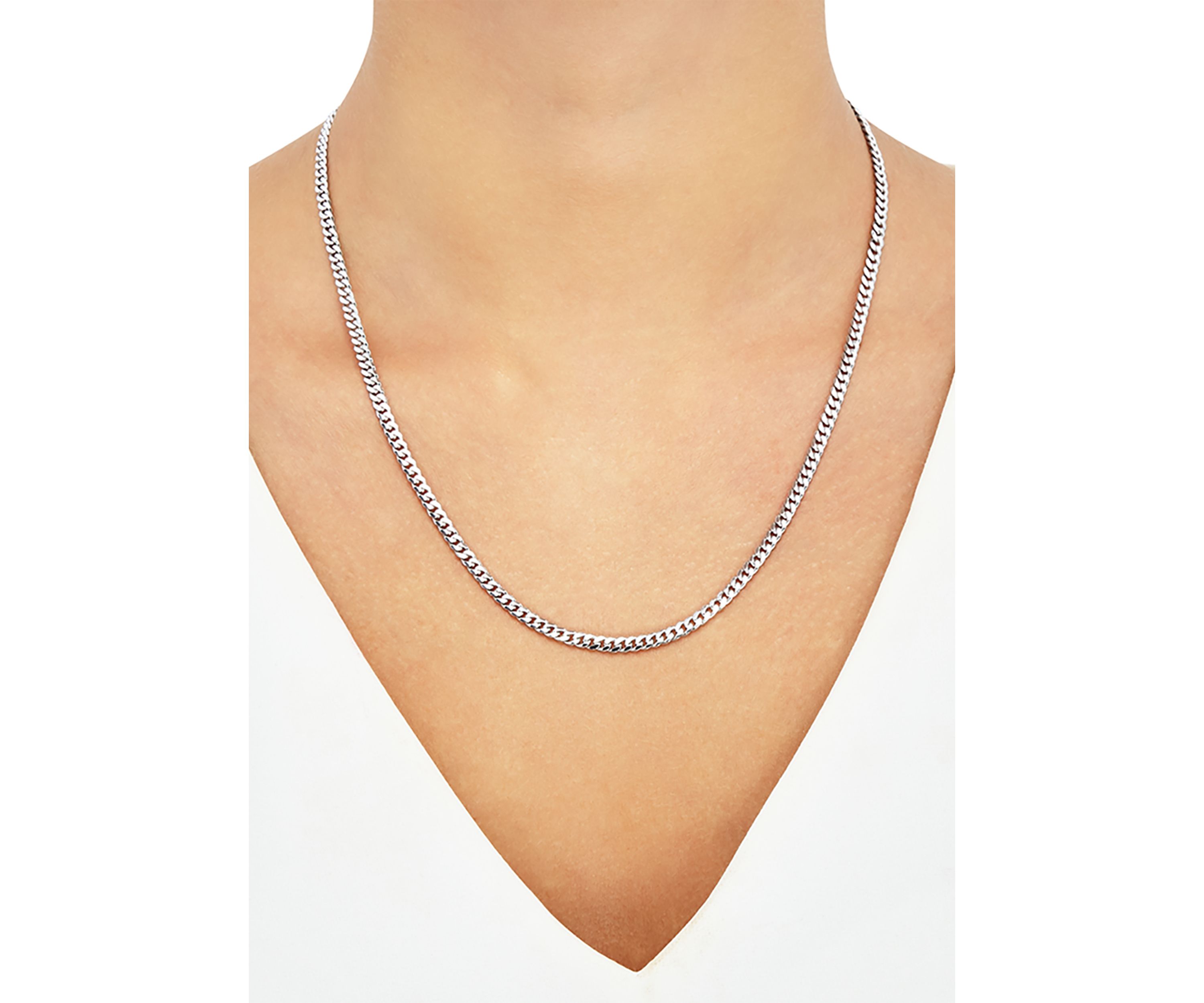 2.8 Millimeter Solid Cuban Chain Necklace in Sterling Silver