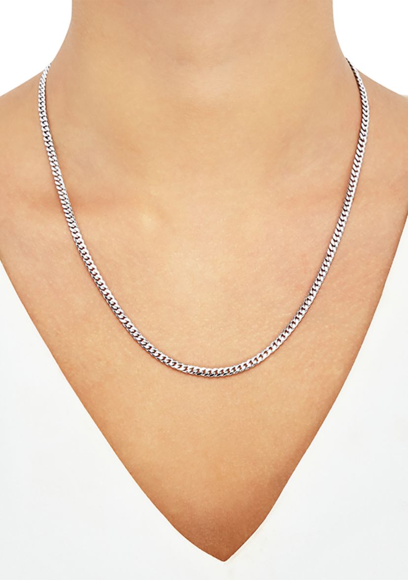 2.8 Millimeter Solid Cuban Chain Necklace in Sterling Silver