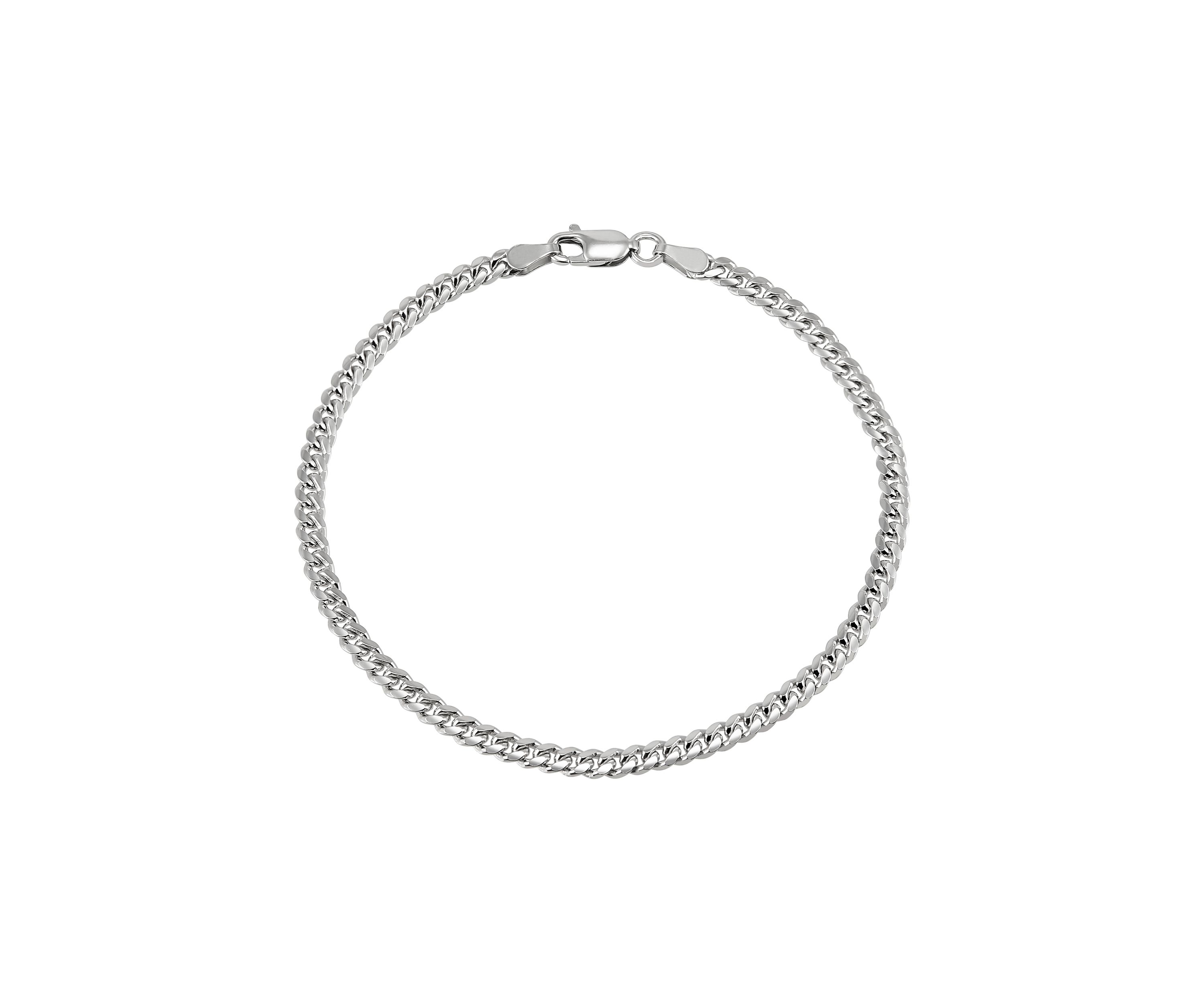 2.8 Millimeter Solid Cuban Chain Bracelet in Sterling Silver