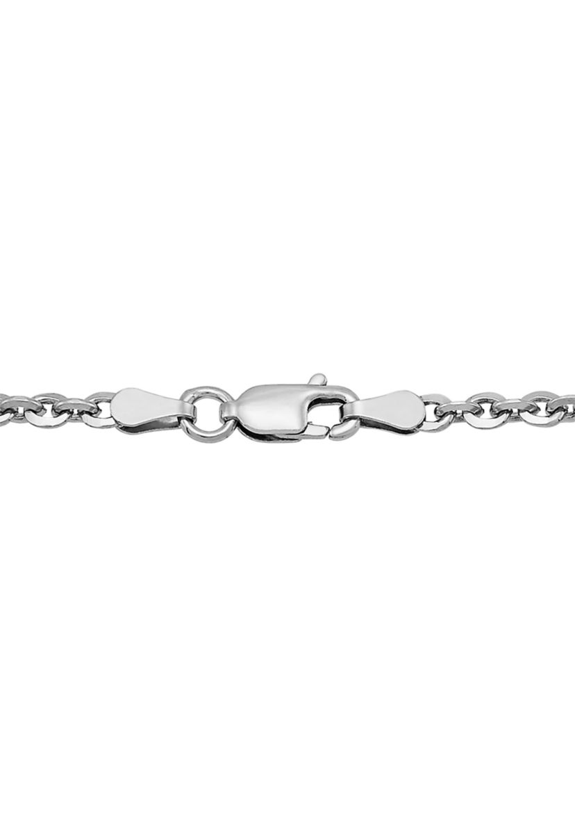 2.9 Millimeter Solid Oval Cable Chain Necklace in Sterling Silver
