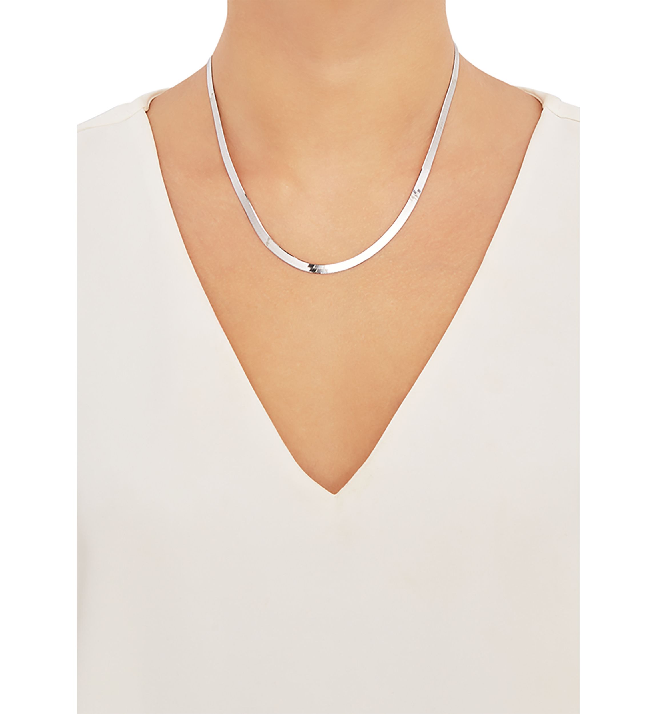 4.5 Millimeter Solid Herringbone Chain Necklace in Sterling Silver