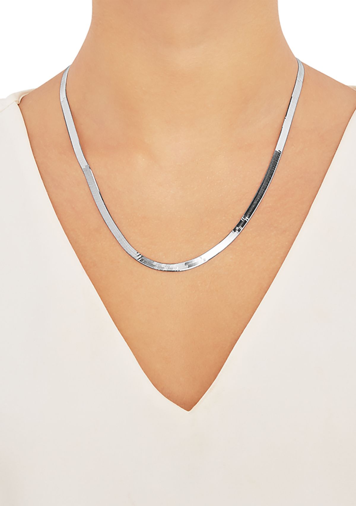 4.58 Millimeter Solid Herringbone Chain Necklace in Sterling Silver