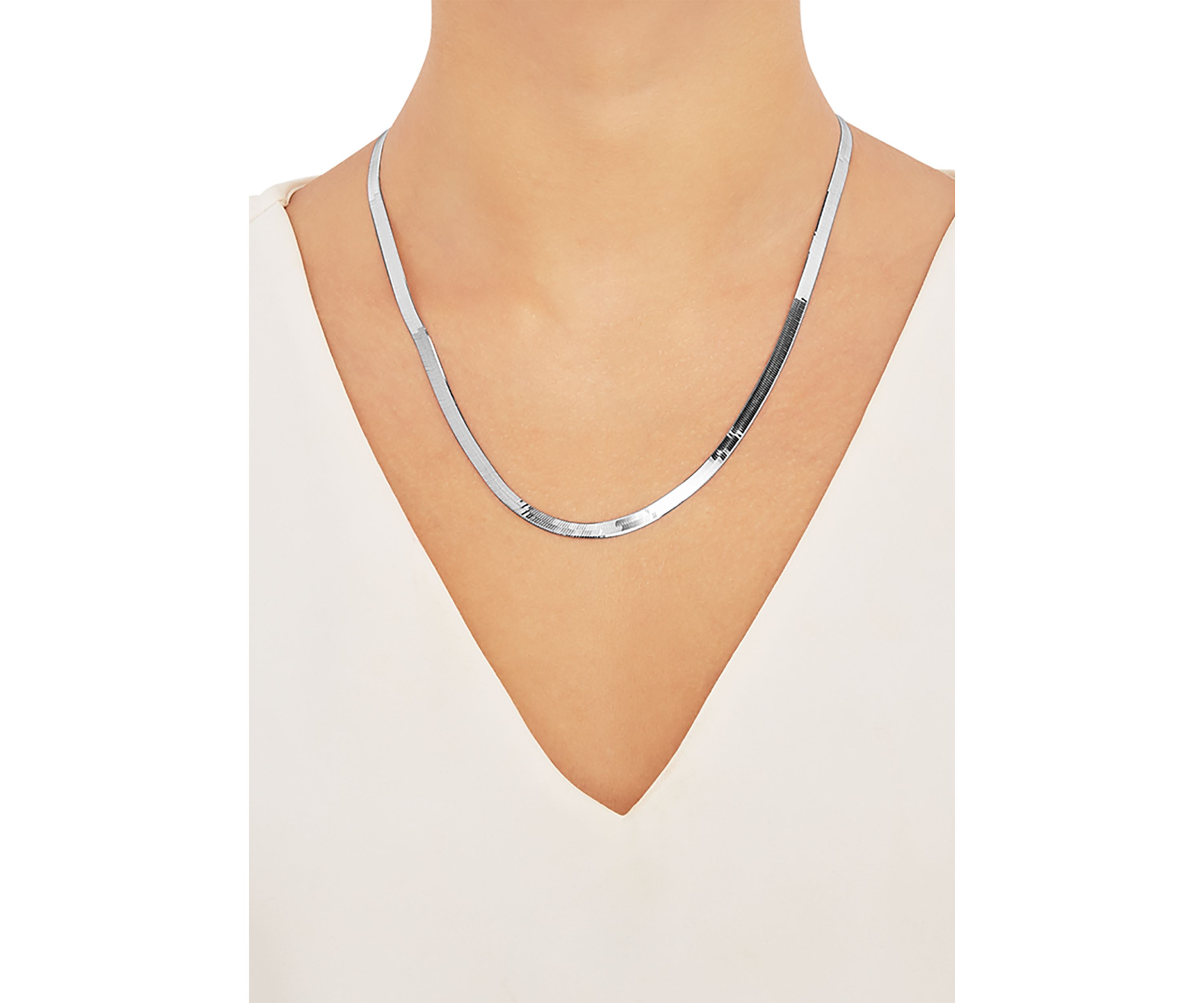 4.58 Millimeter Solid Herringbone Chain Necklace in Sterling Silver