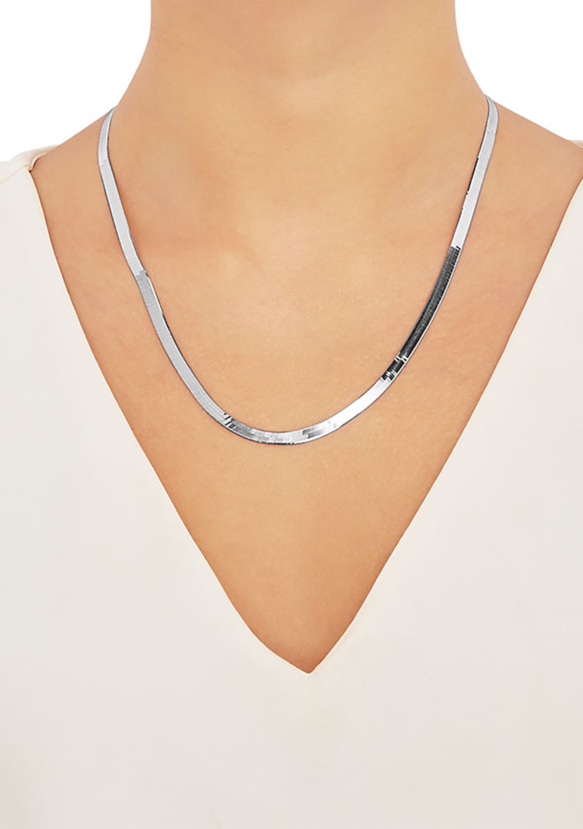 4.58 Millimeter Solid Herringbone Chain Necklace in Sterling Silver