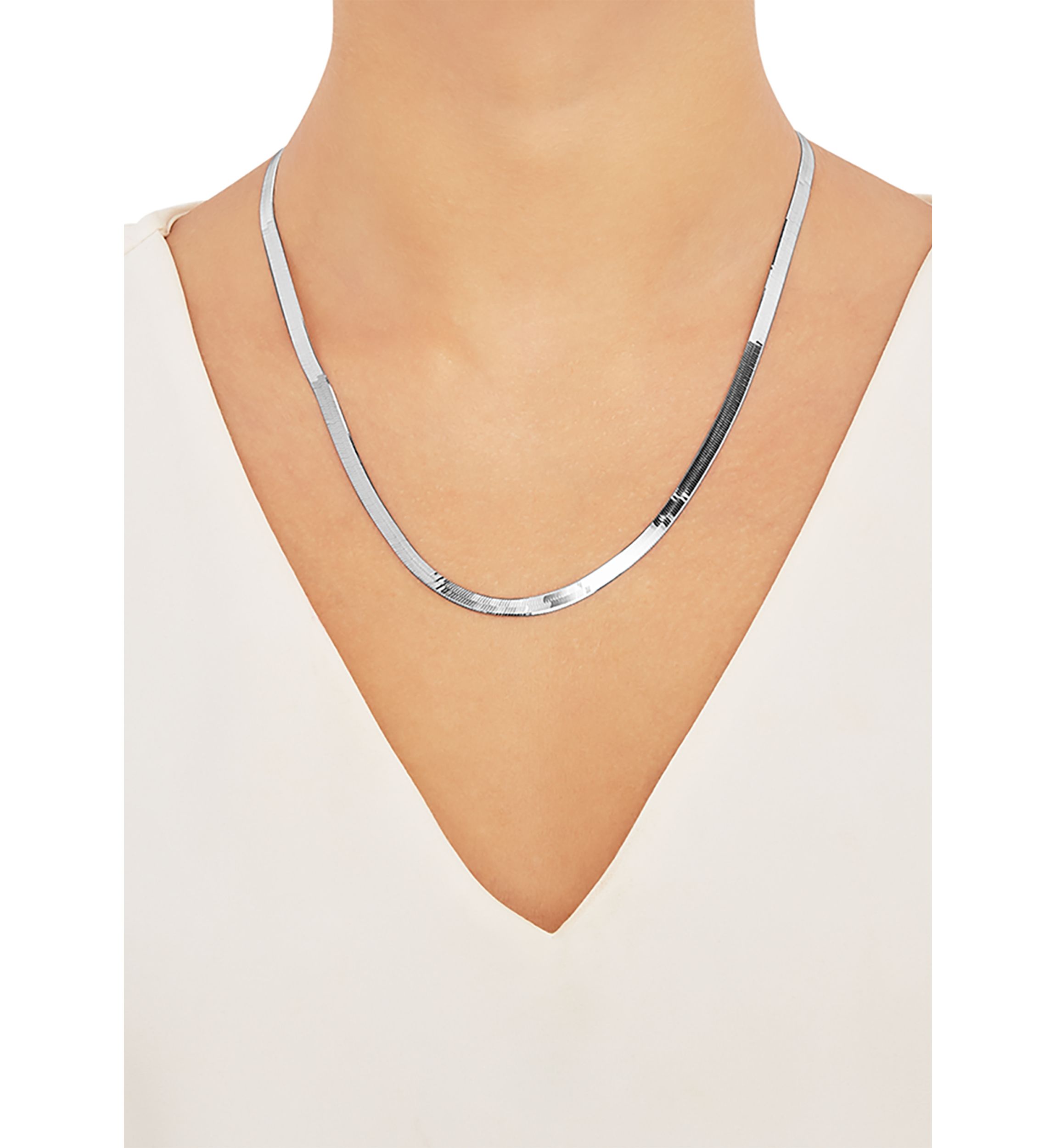 4.5 Millimeter Solid Herringbone Chain Necklace in Sterling Silver
