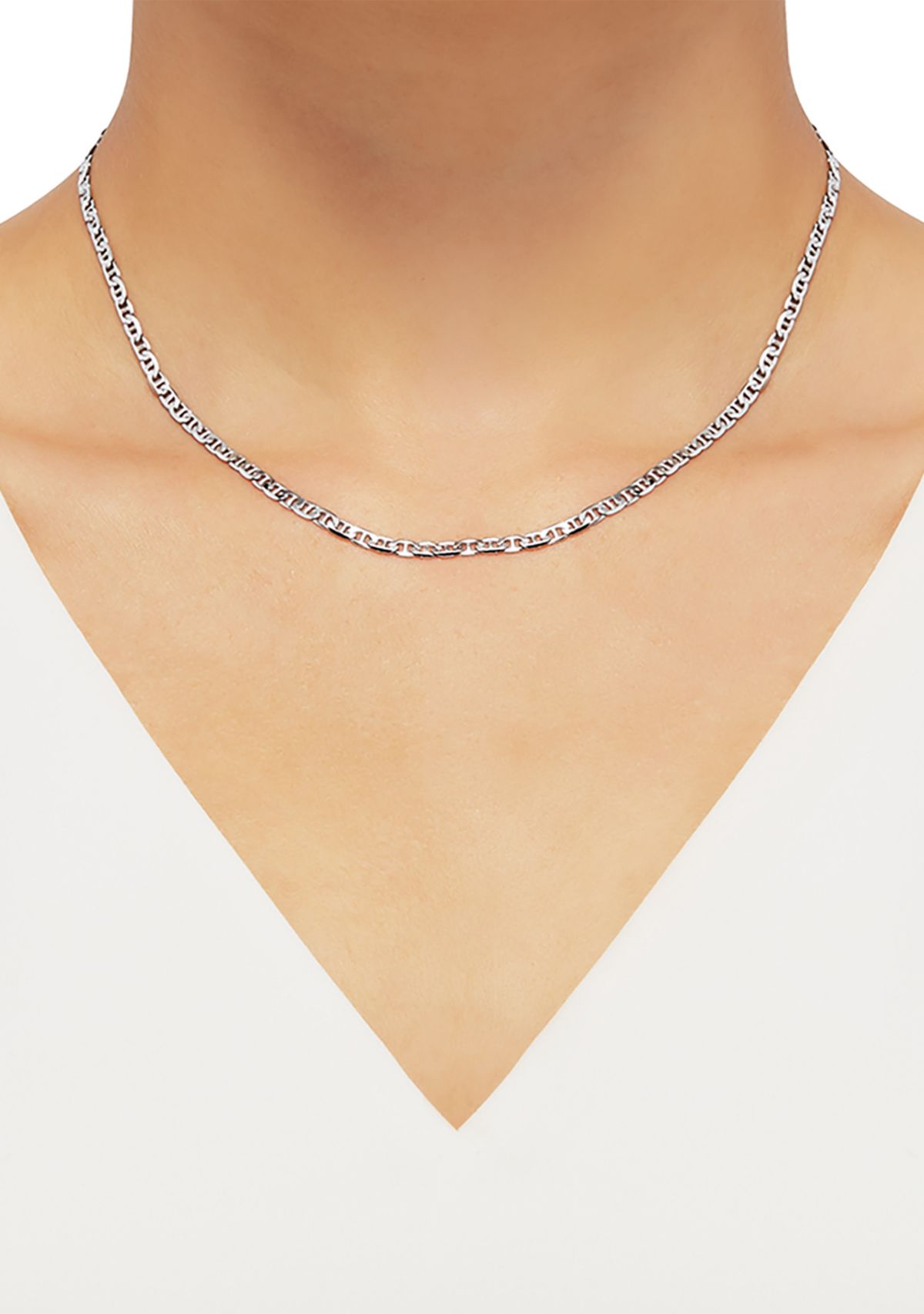 2.8 Millimeter Solid Mariner Chain Necklace in Sterling Silver