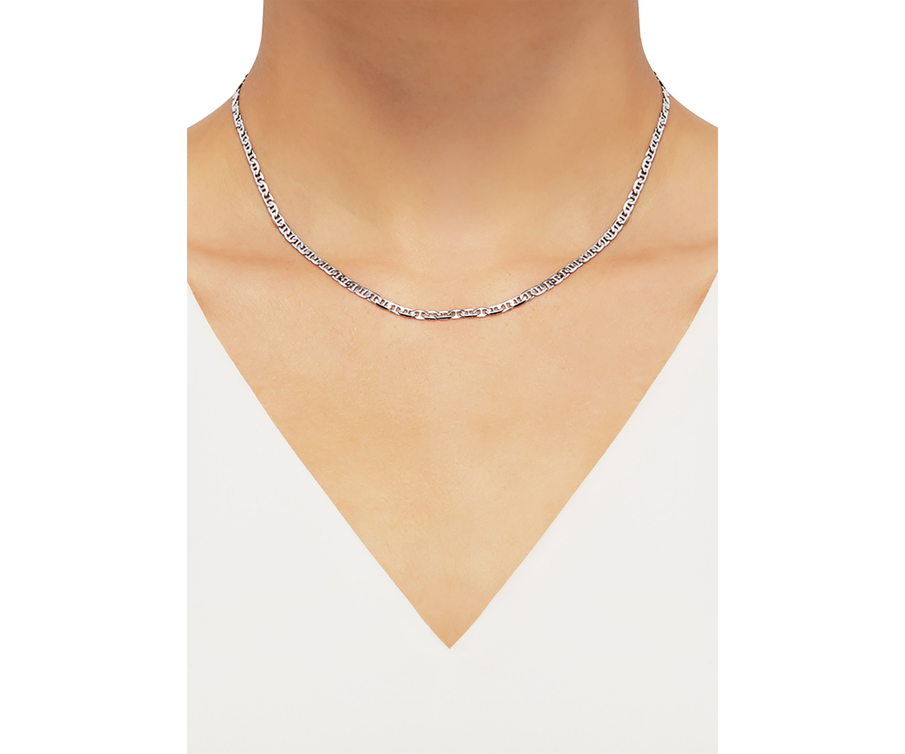 2.8 Millimeter Solid Mariner Chain Necklace in Sterling Silver