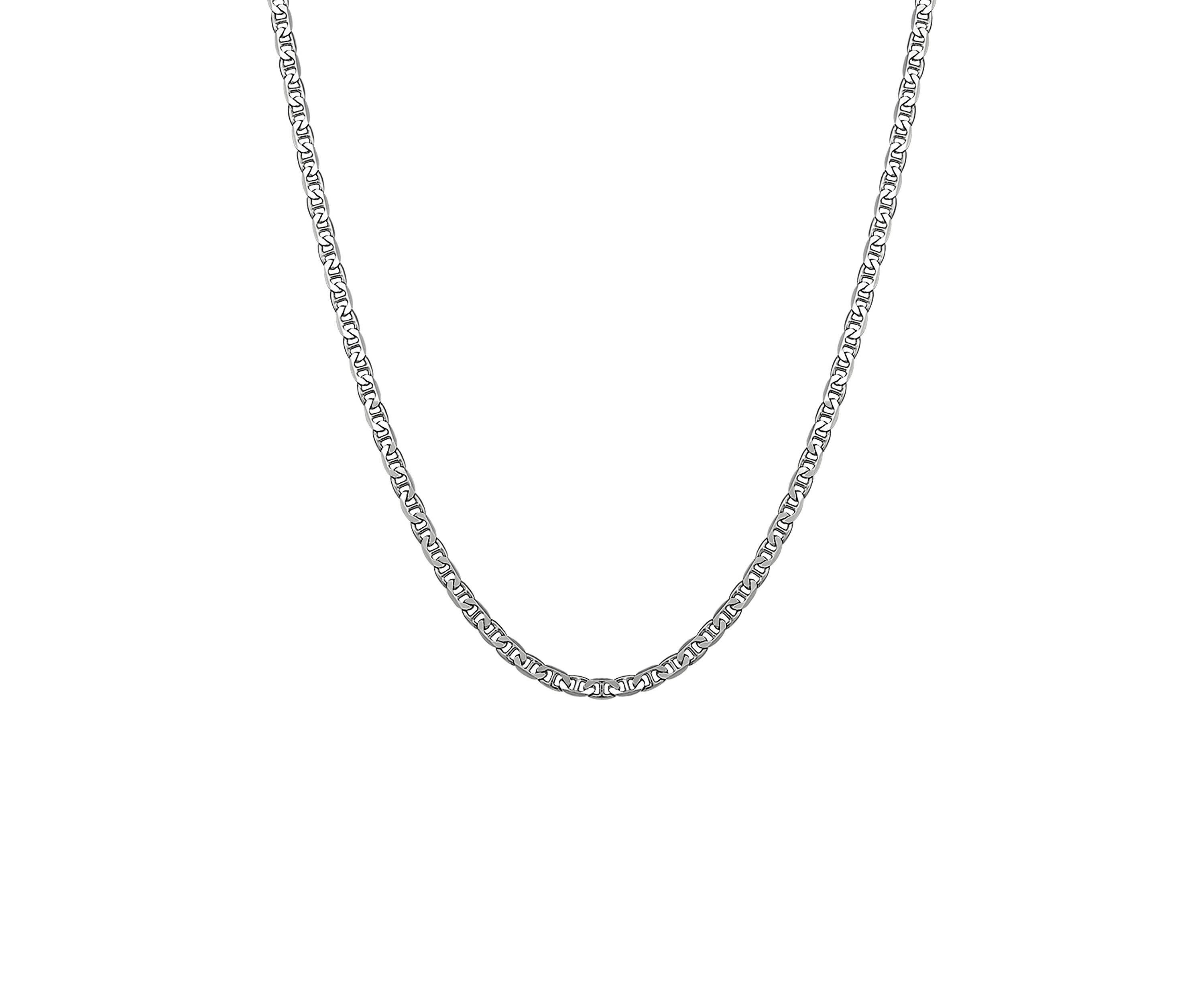 2.8 Millimeter Solid Mariner Chain Necklace in Sterling Silver