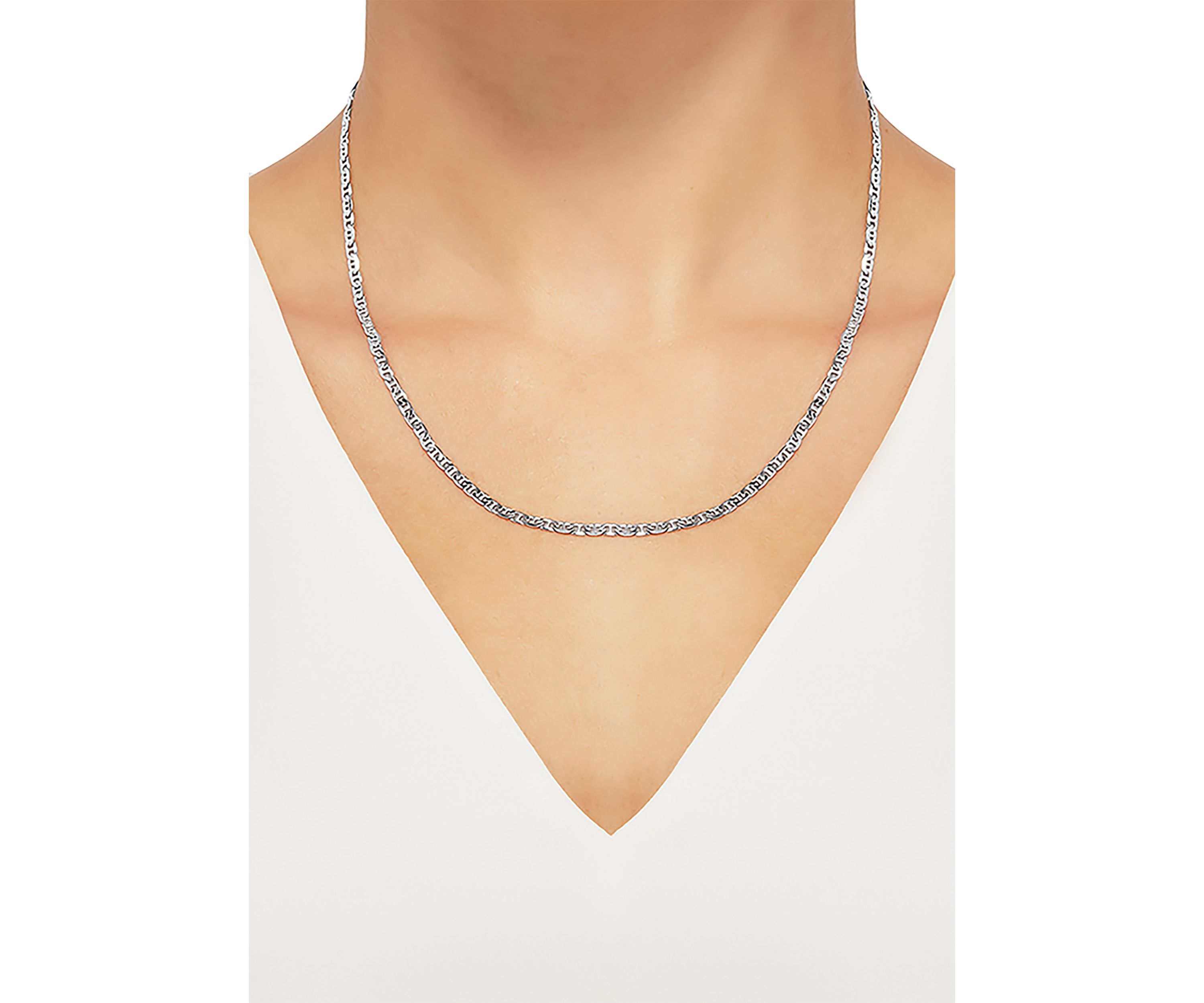 2.8 Millimeter Solid Mariner Chain Necklace in Sterling Silver