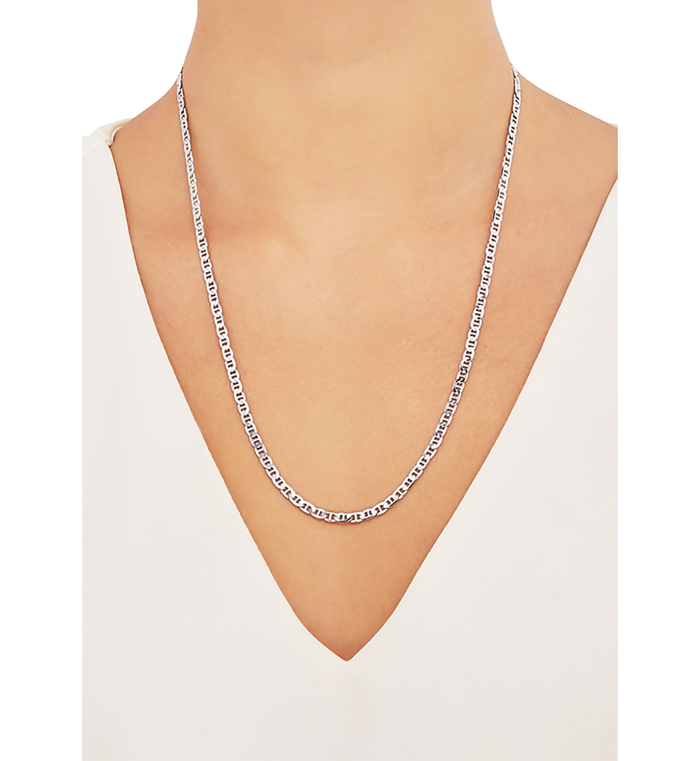 3.5 Millimeter Solid Mariner Chain Necklace in Sterling Silver