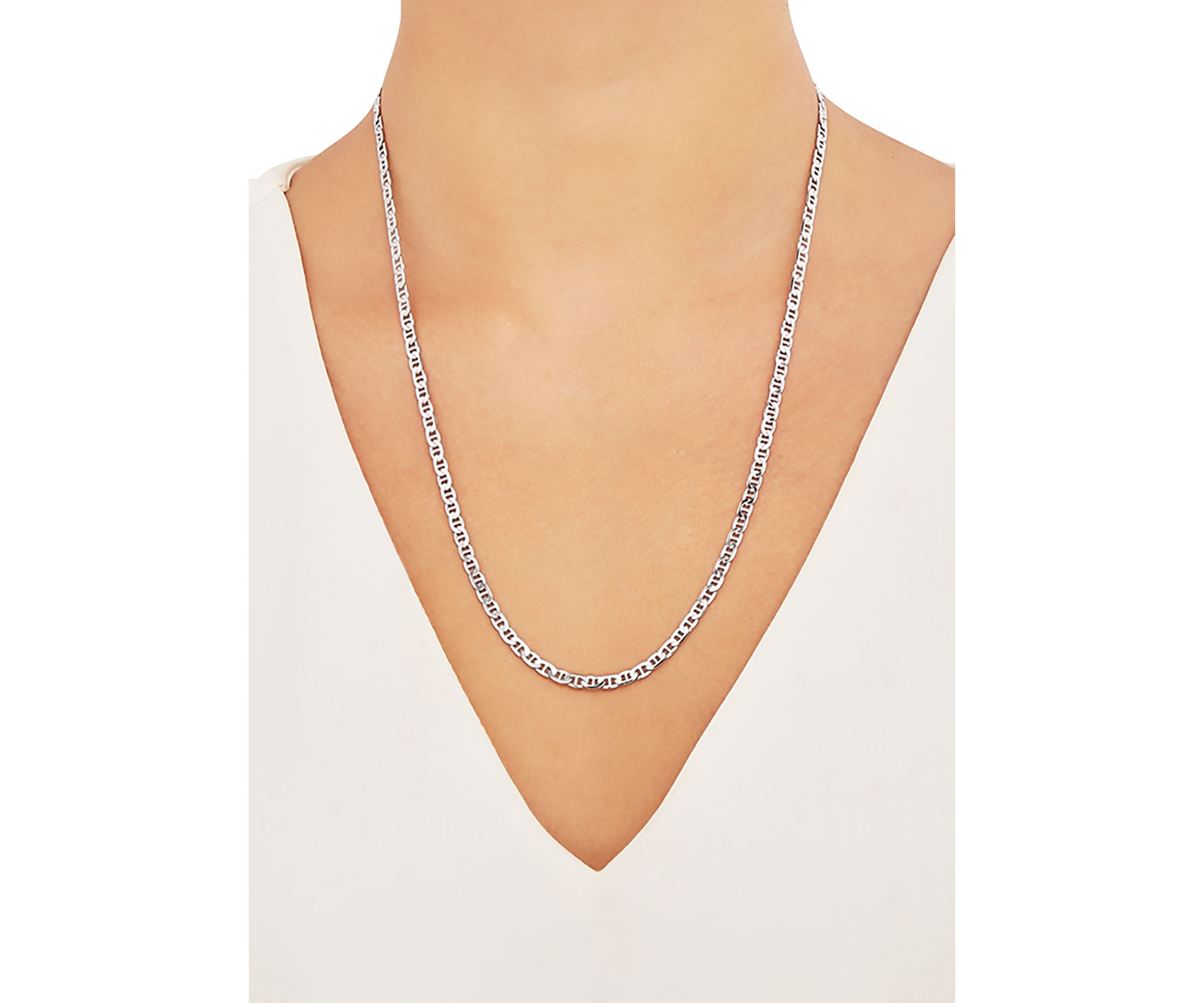 3.5 Millimeter Solid Mariner Chain Necklace in Sterling Silver