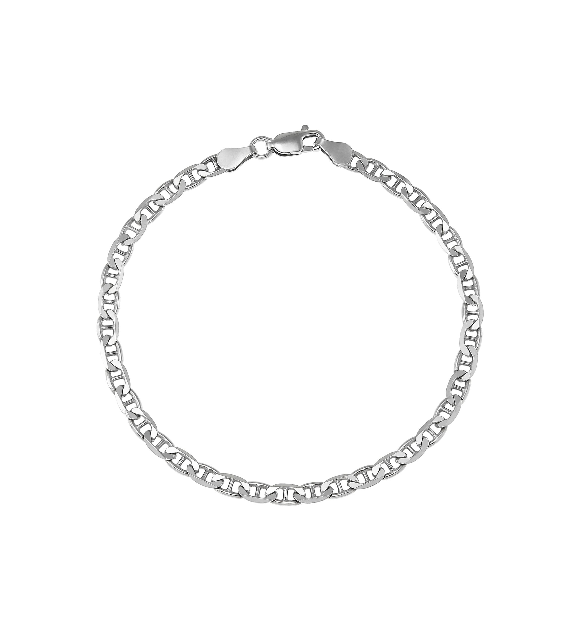 3.5 Millimeter Solid Mariner Chain Bracelet in Sterling Silver