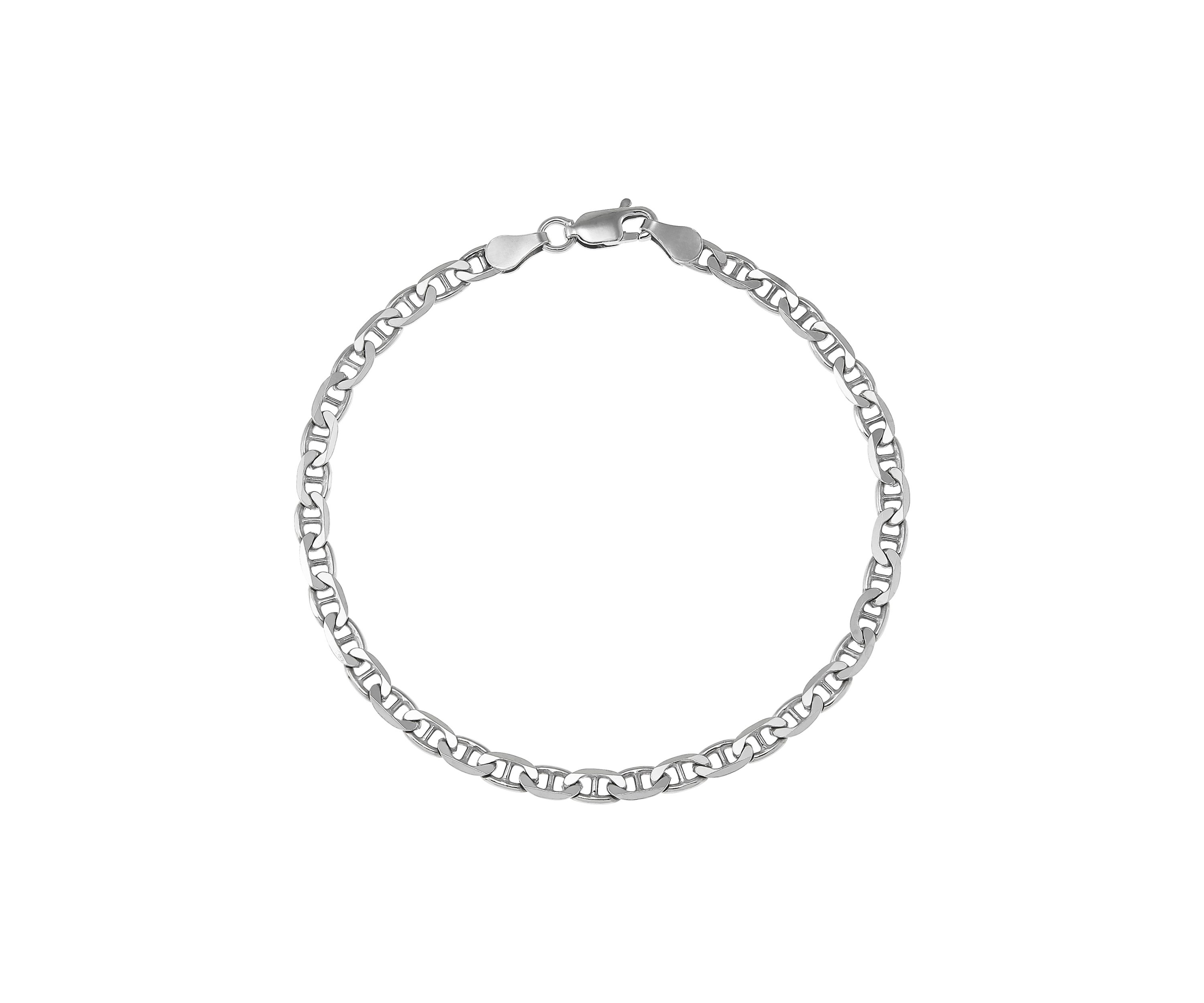 3.5 Millimeter Solid Mariner Chain Bracelet in Sterling Silver