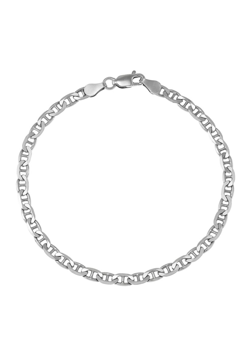 3.5 Millimeter Solid Mariner Chain Bracelet in Sterling Silver