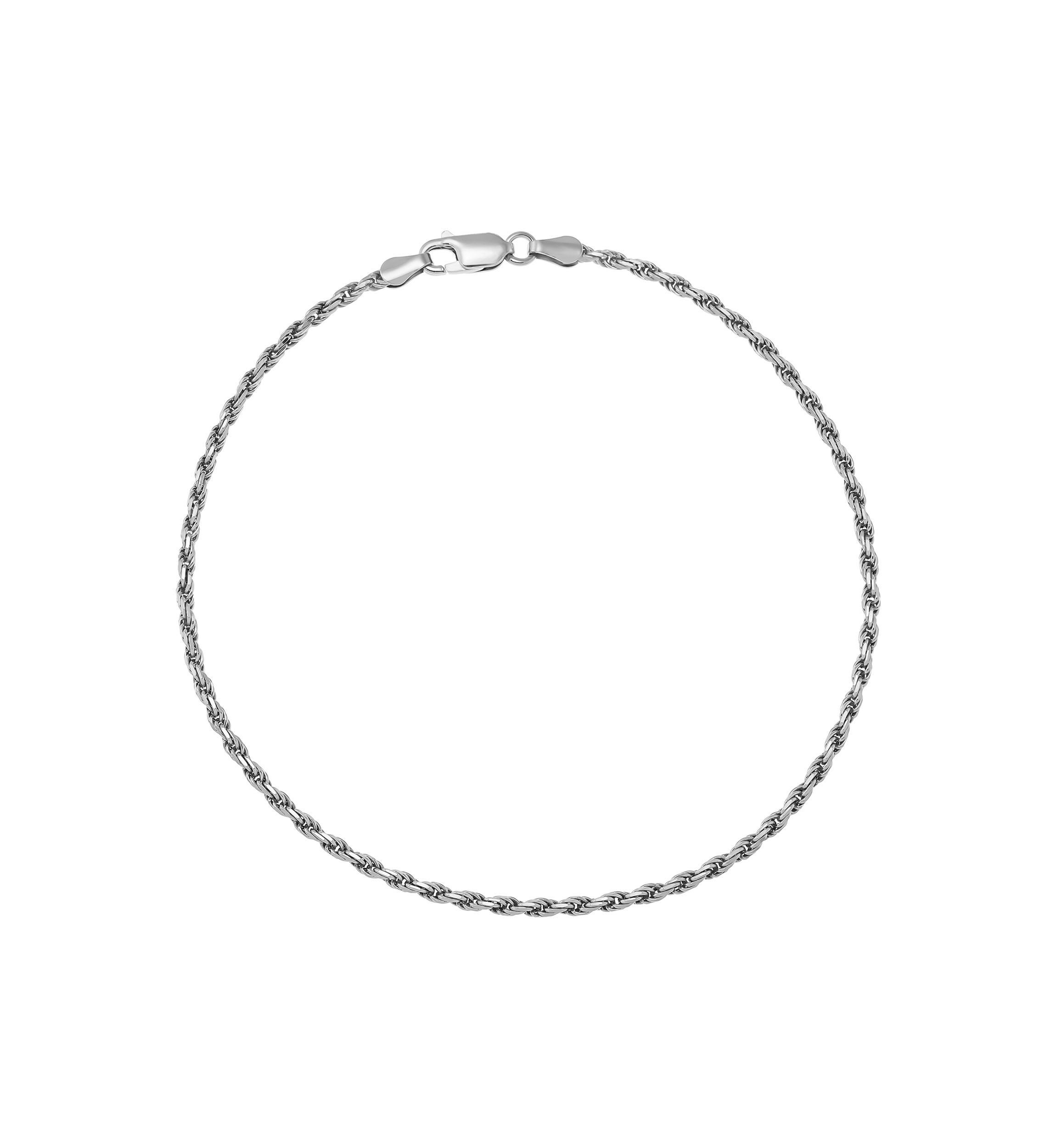 2.2 Millimeter Solid Rope Chain Bracelet in Sterling Silver