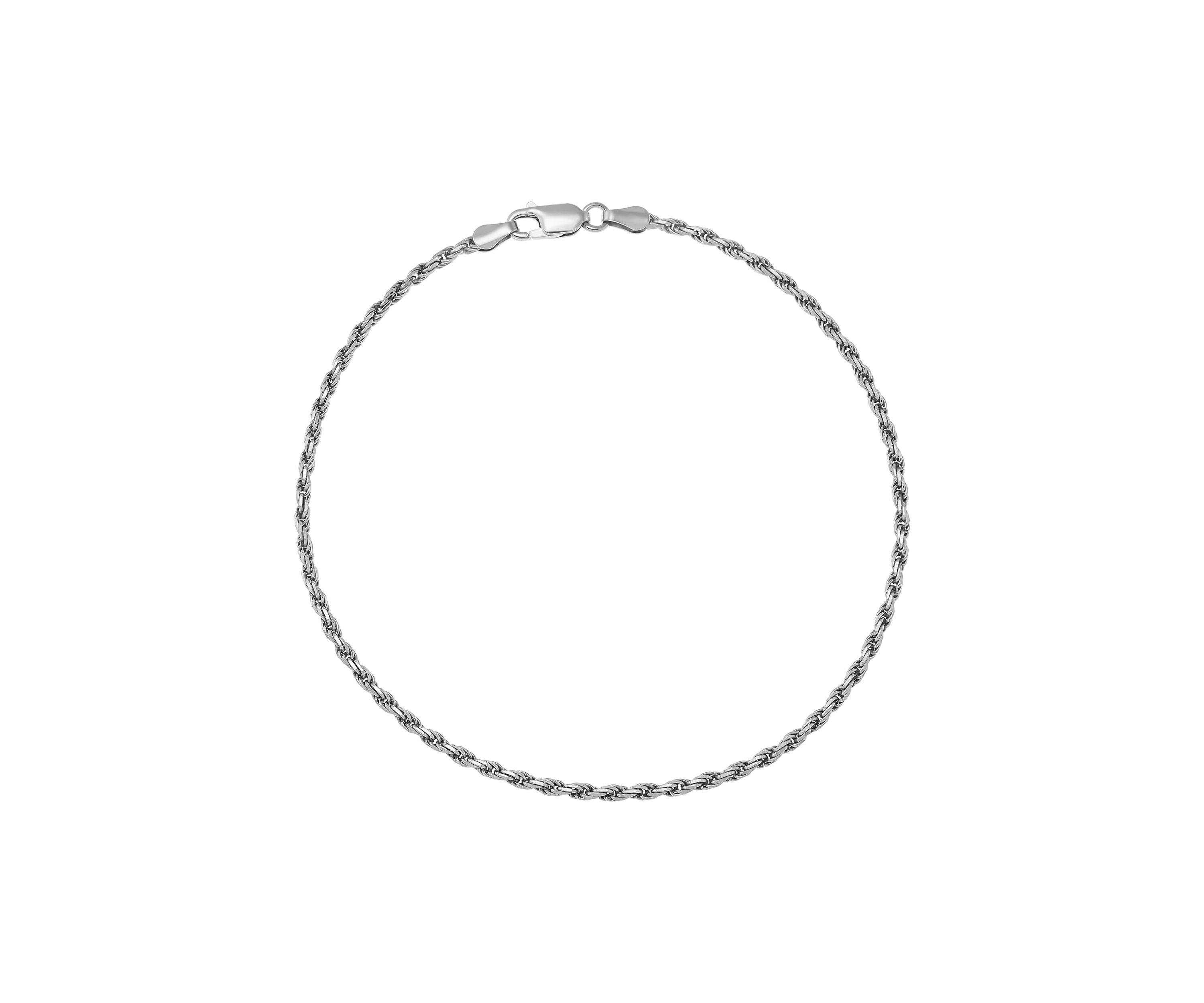 2.2 Millimeter Solid Rope Chain Bracelet in Sterling Silver